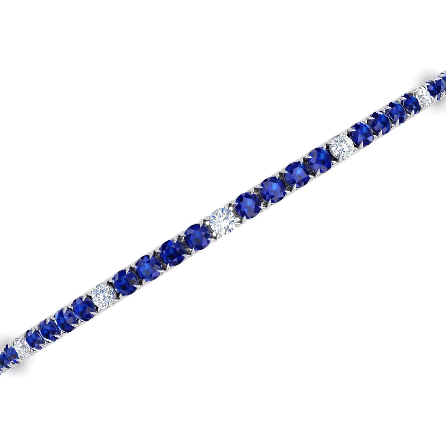 Blue Sapphire and Diamond Alternating Tennis Bracelet