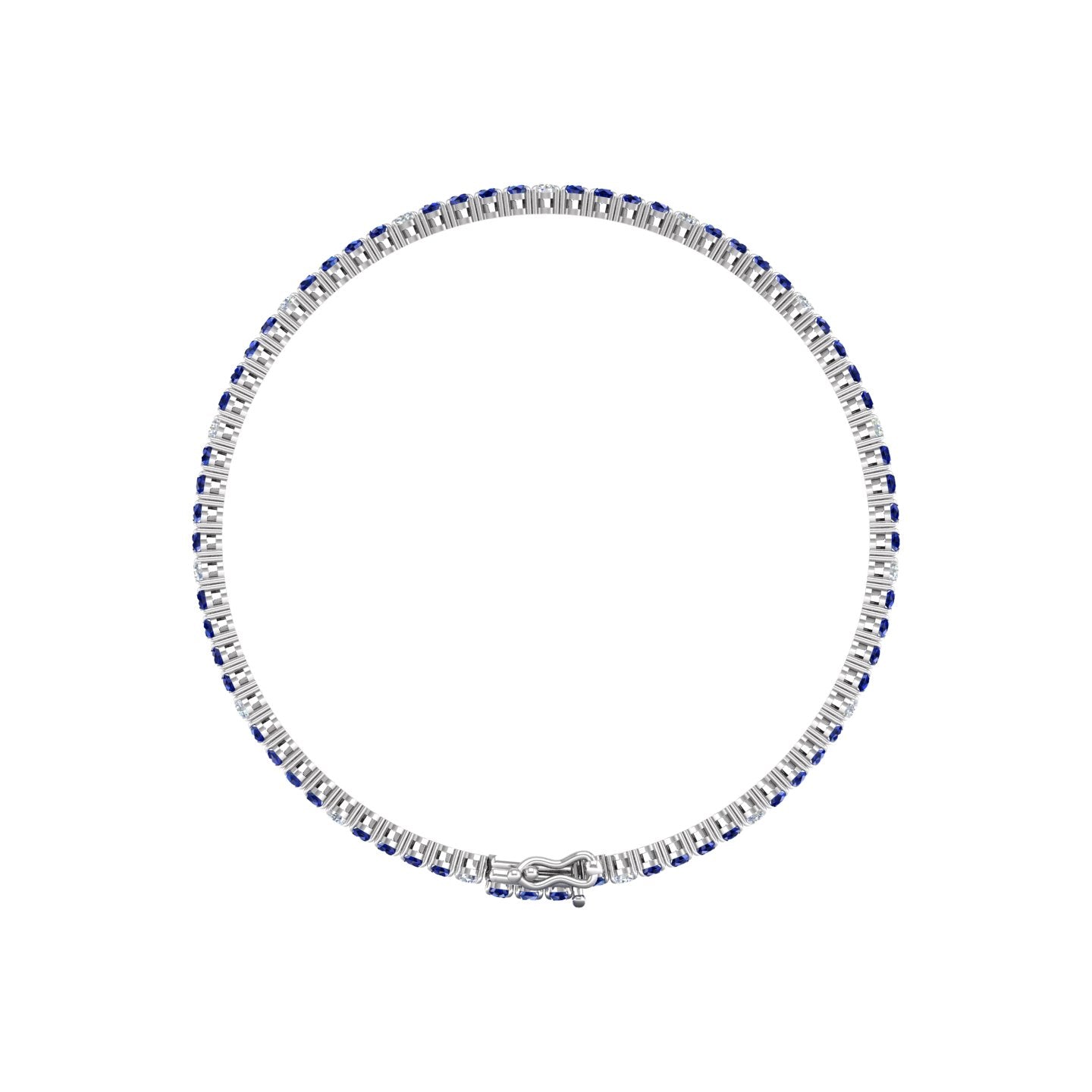 Blue Sapphire and Diamond Alternating Tennis Bracelet