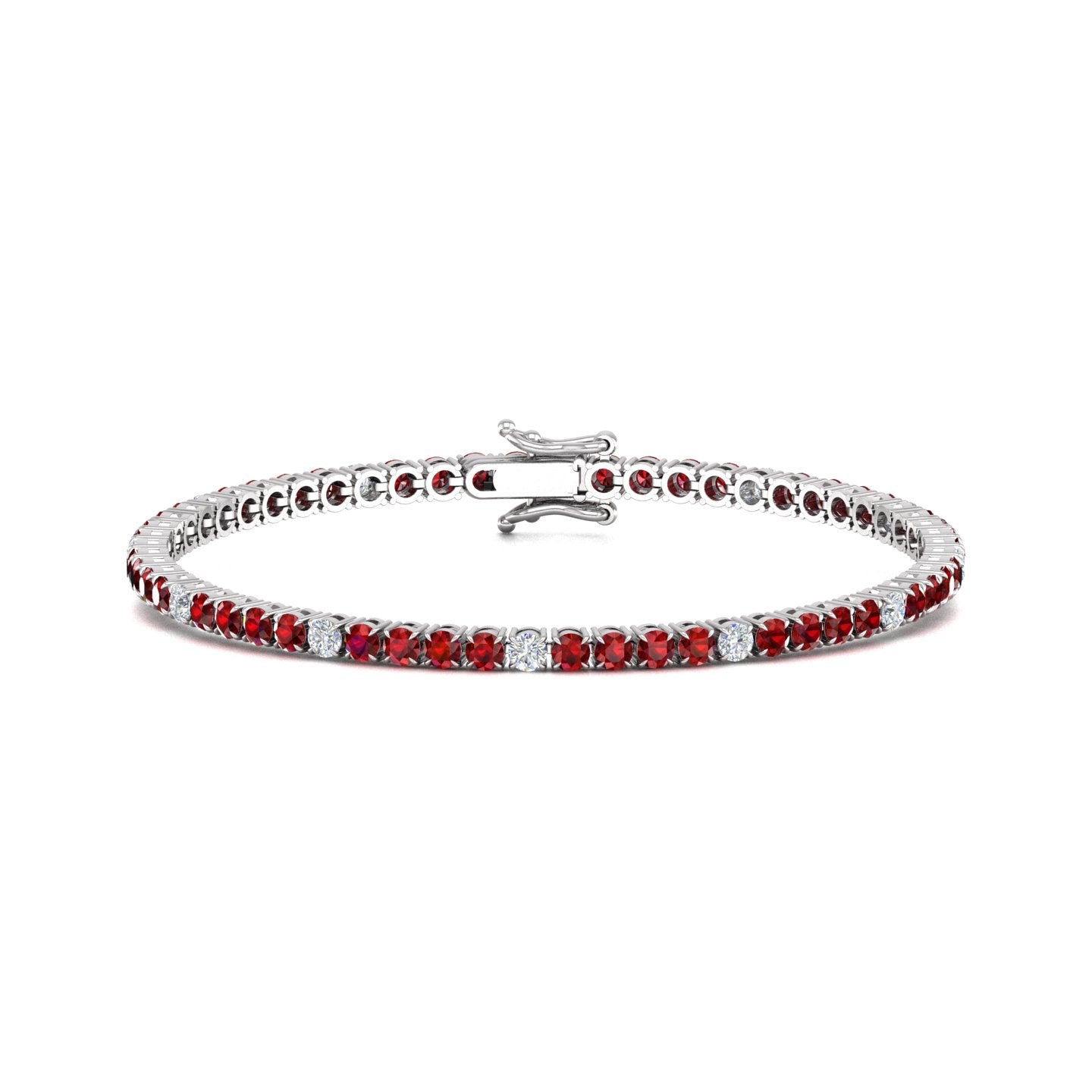 Ruby and Diamond Alternating Tennis Bracelet