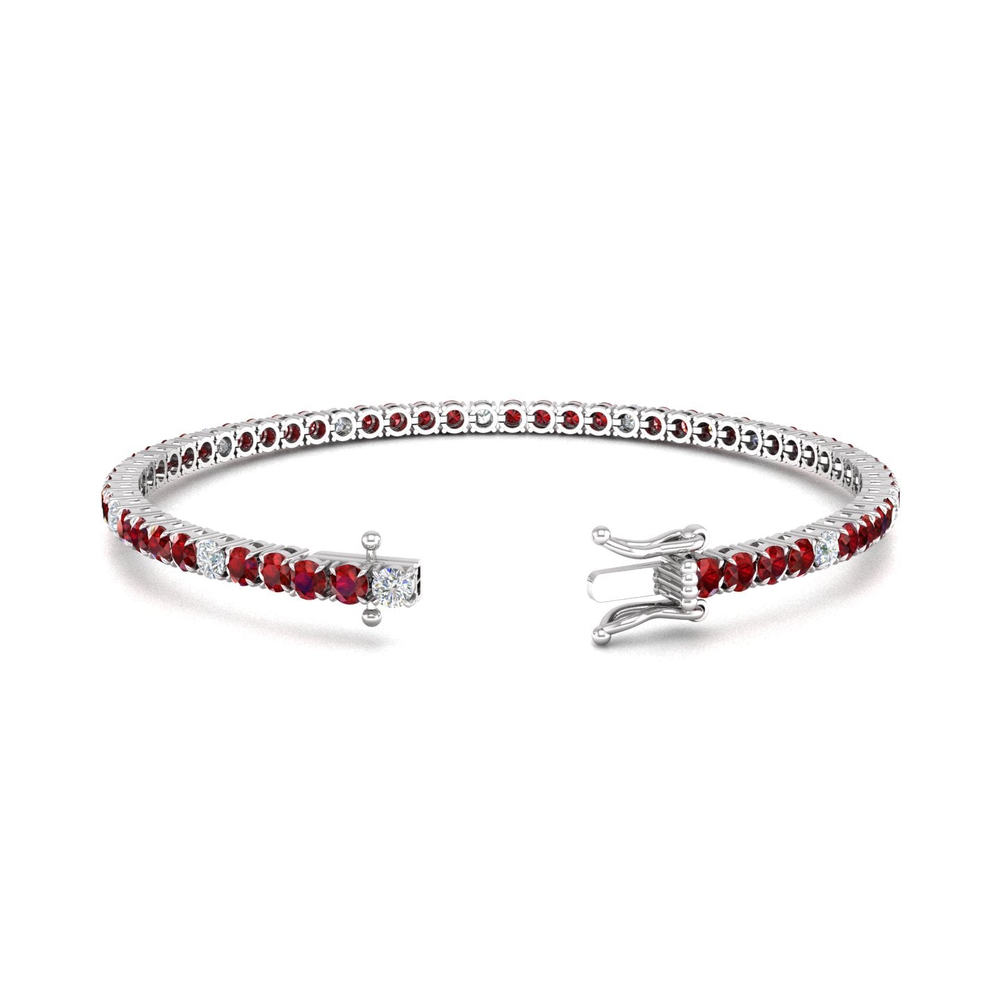 Ruby and Diamond Alternating Tennis Bracelet