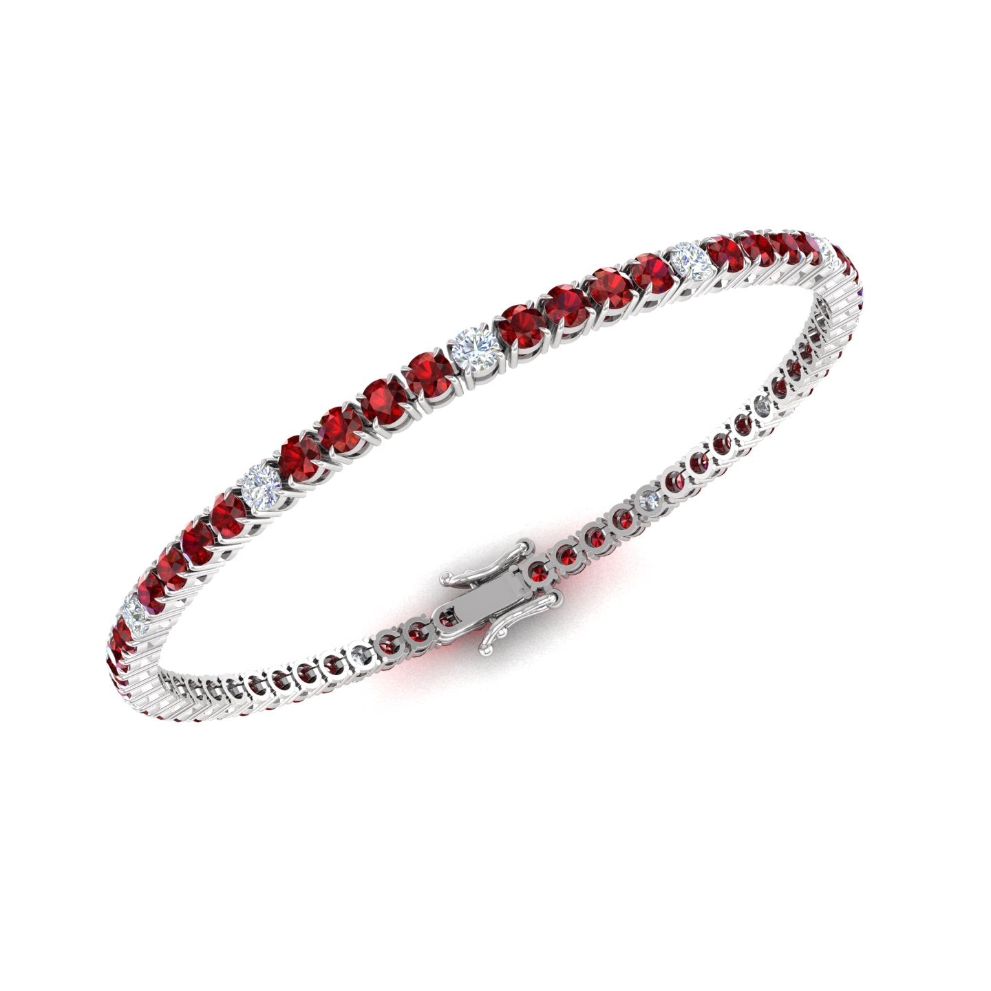 Ruby and Diamond Alternating Tennis Bracelet