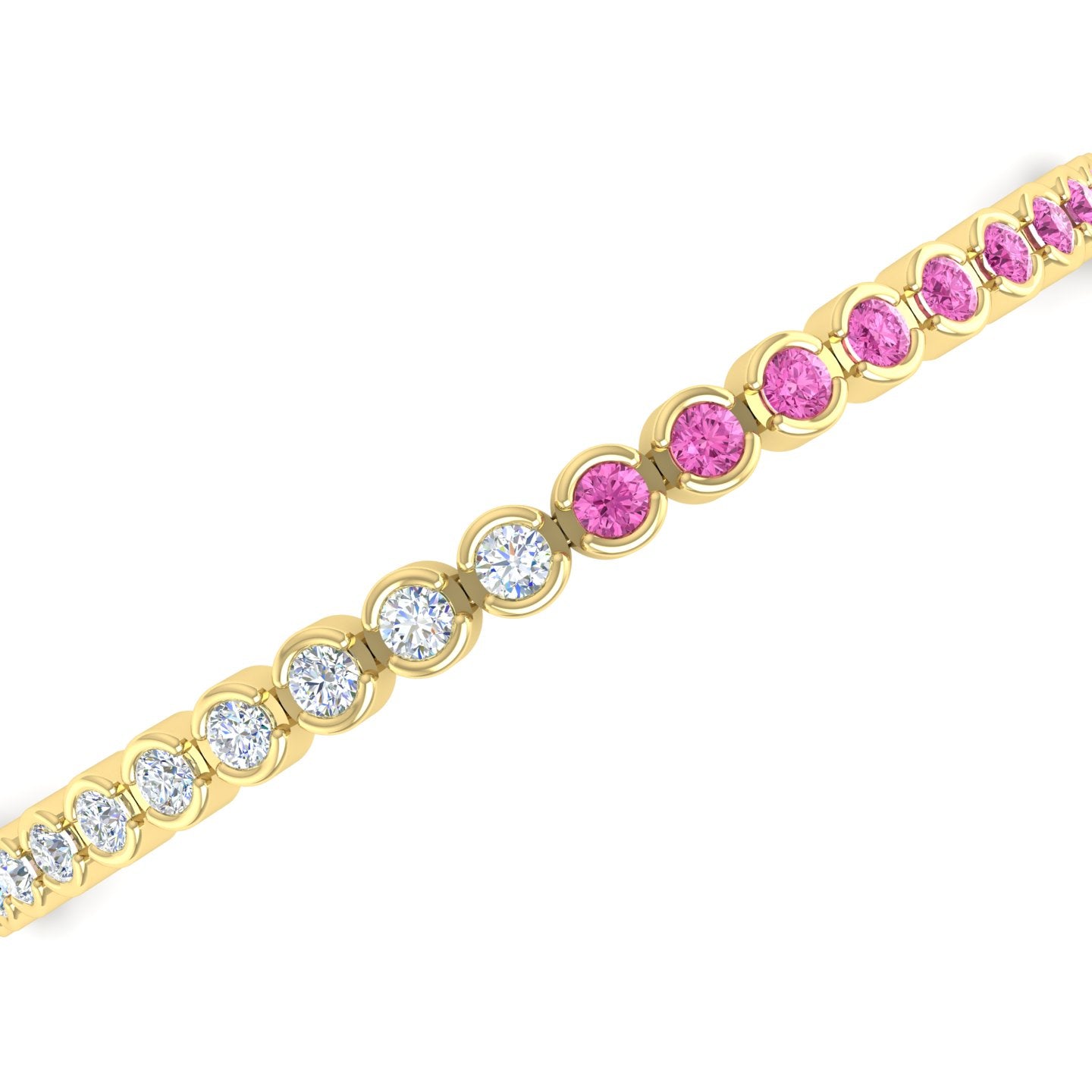 Pink Sapphire and Diamond Bezel Tennis Bracelet