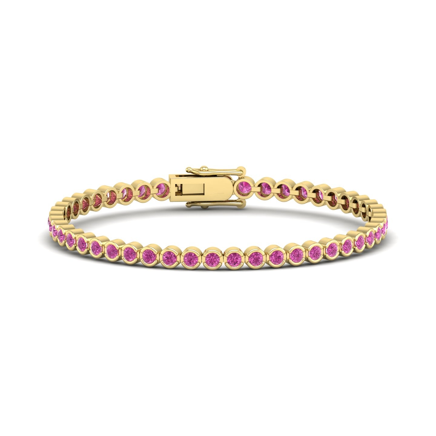 Pink Sapphire Bezel Tennis Bracelet