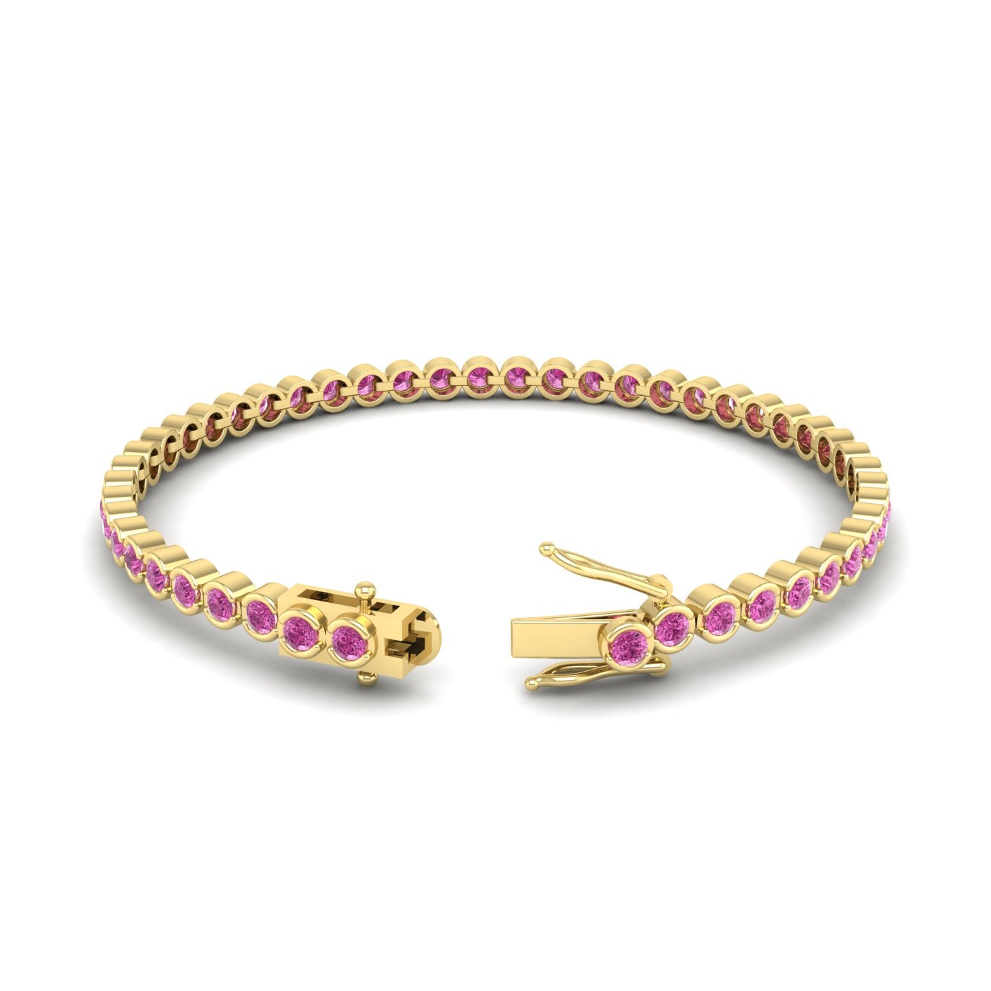 Pink Sapphire Bezel Tennis Bracelet