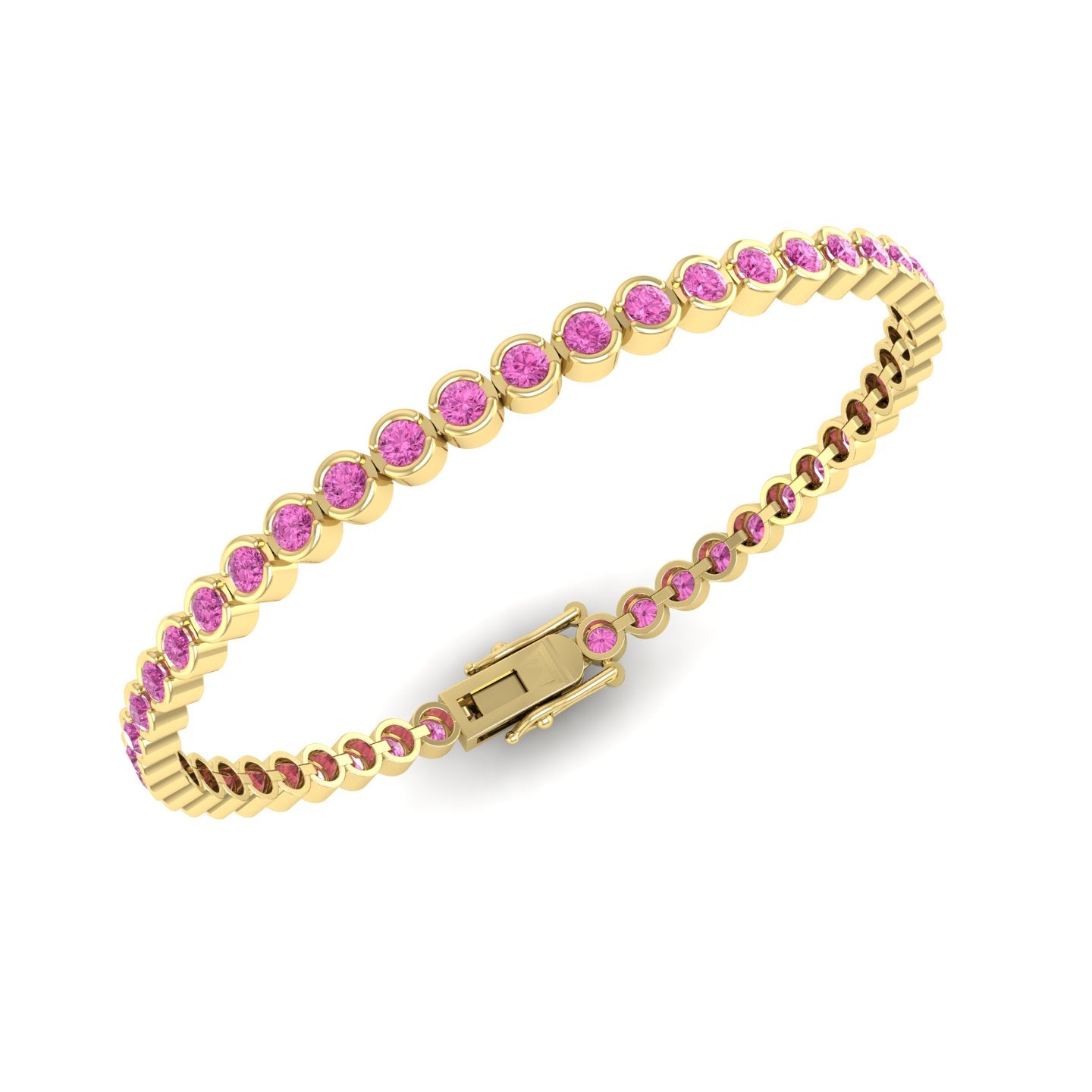 Pink Sapphire Bezel Tennis Bracelet