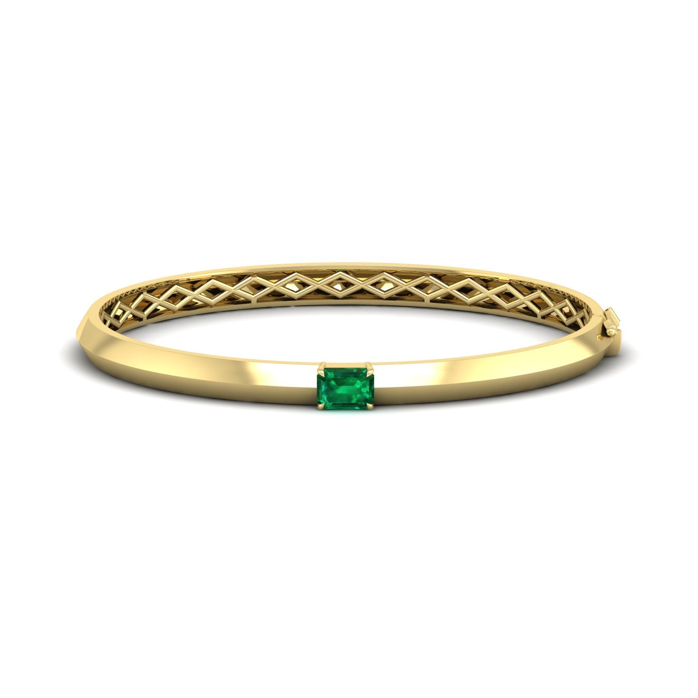 Emerald Solitaire Knife Edge Bangle