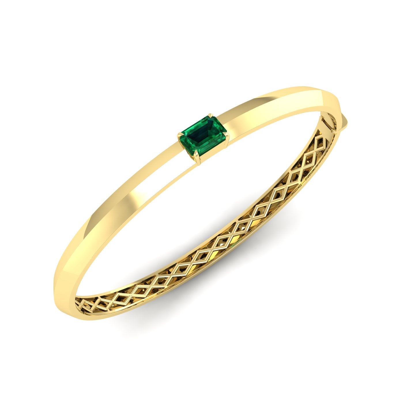 Emerald Solitaire Knife Edge Bangle