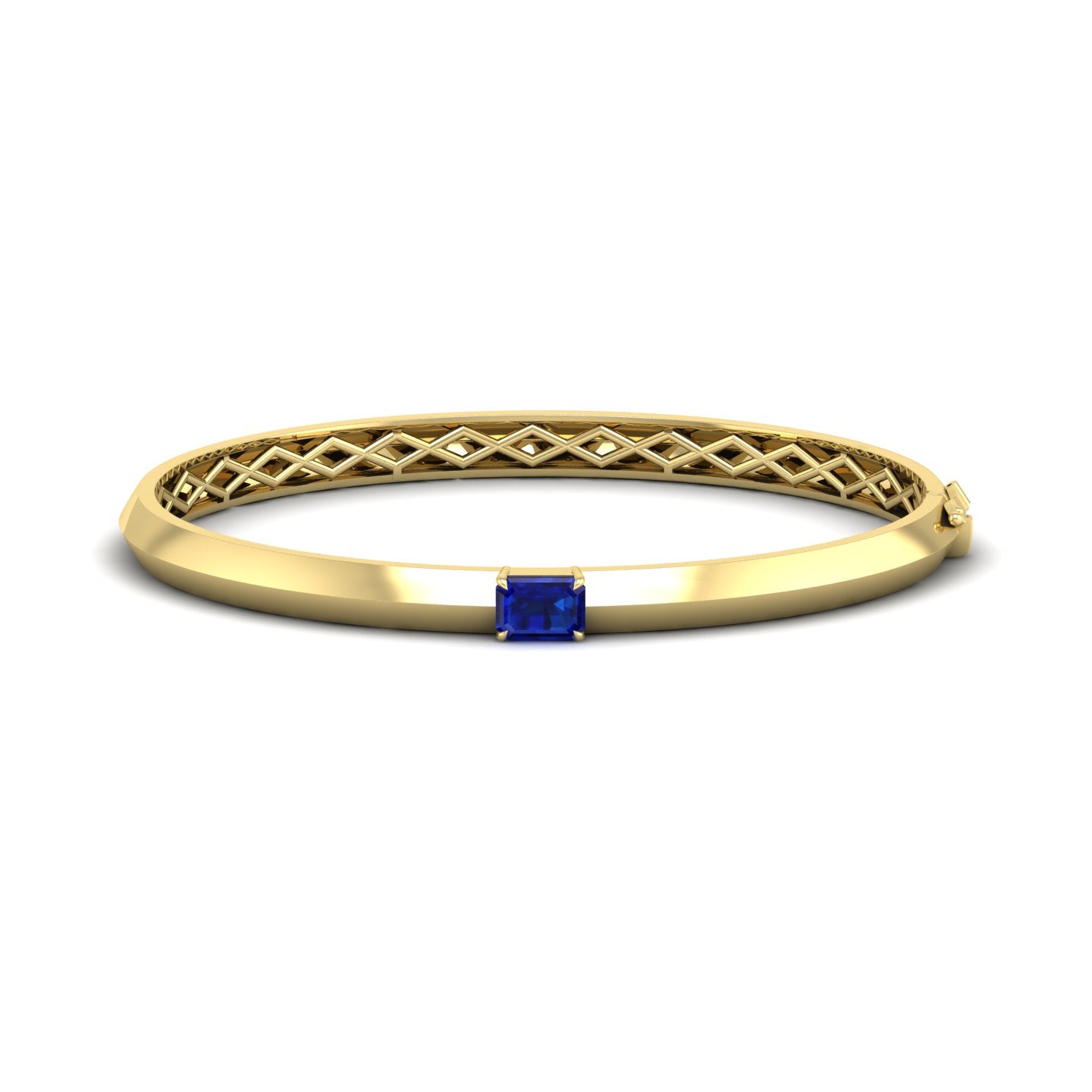 Blue Sapphire Solitaire Knife Edge Bangle