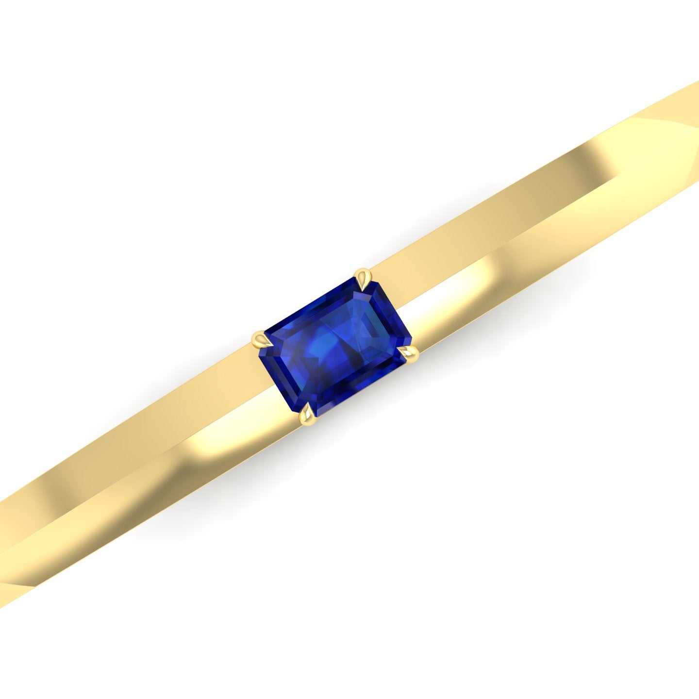 Blue Sapphire Solitaire Knife Edge Bangle