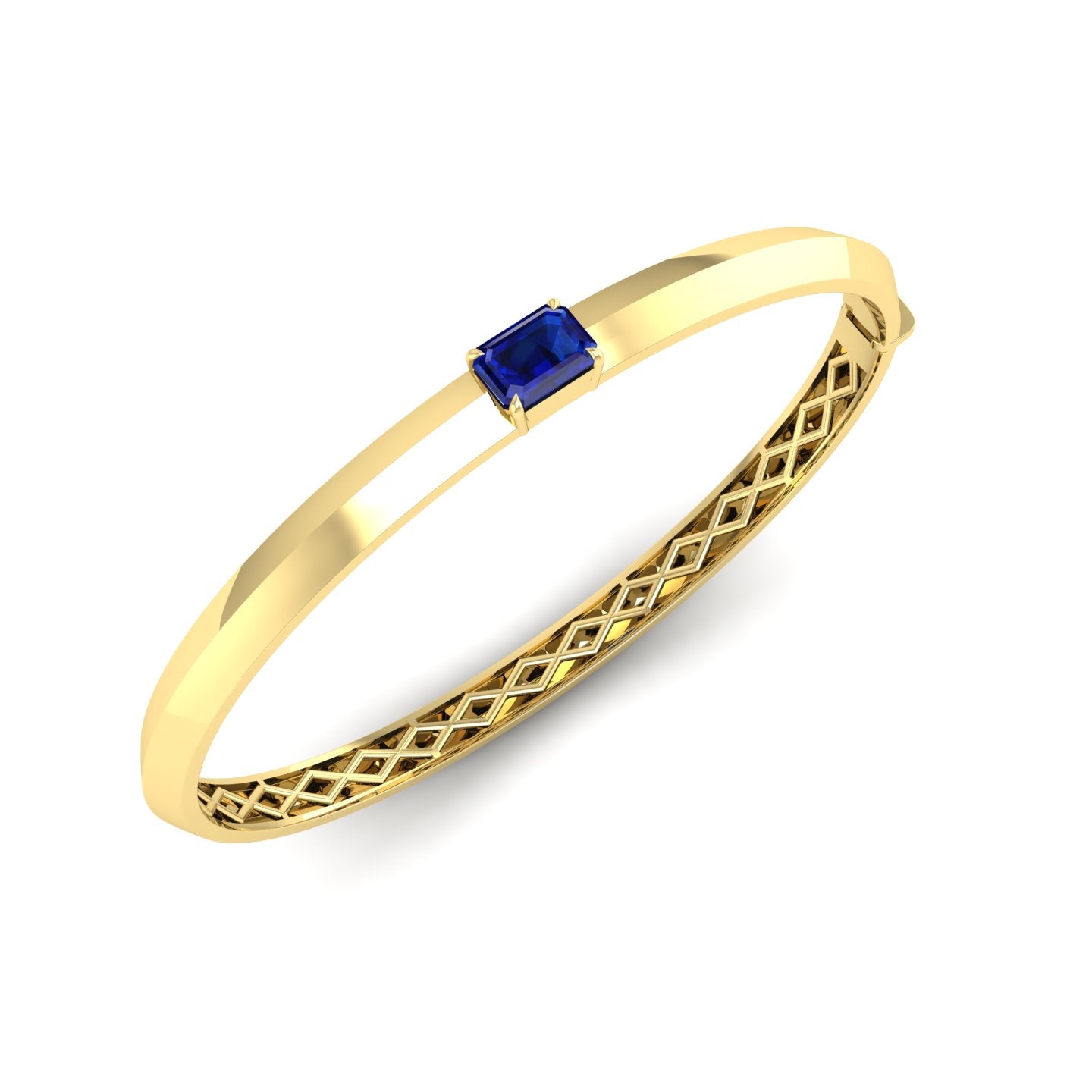 Blue Sapphire Solitaire Knife Edge Bangle