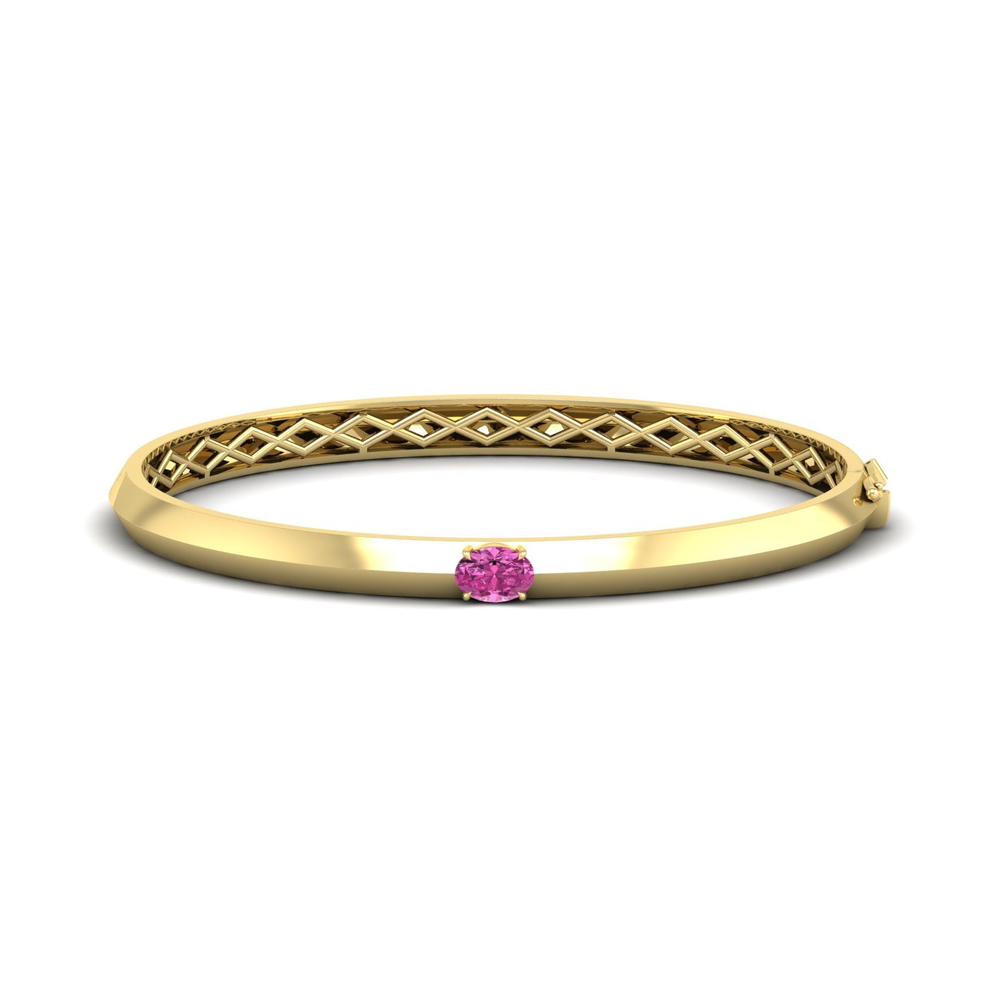 Pink Sapphire Solitaire Knife Edge Bangle