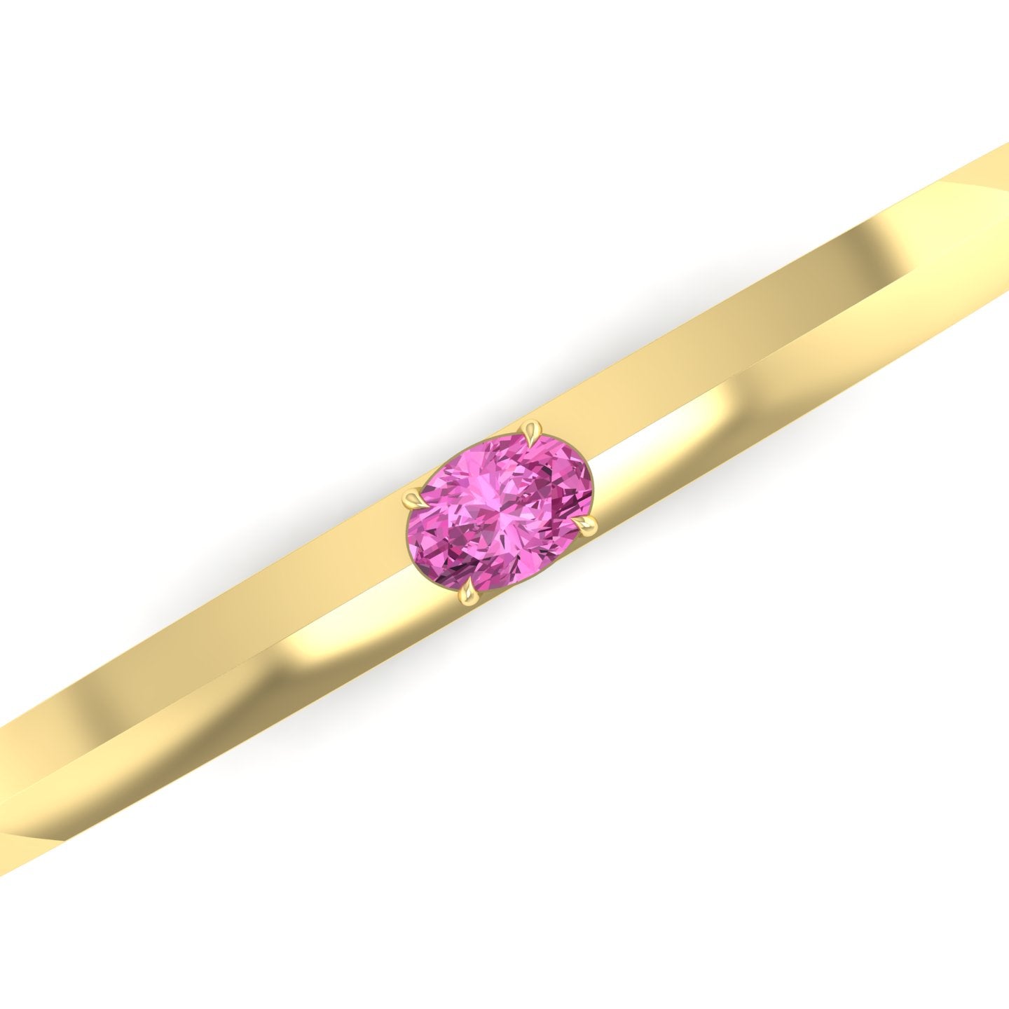 Pink Sapphire Solitaire Knife Edge Bangle