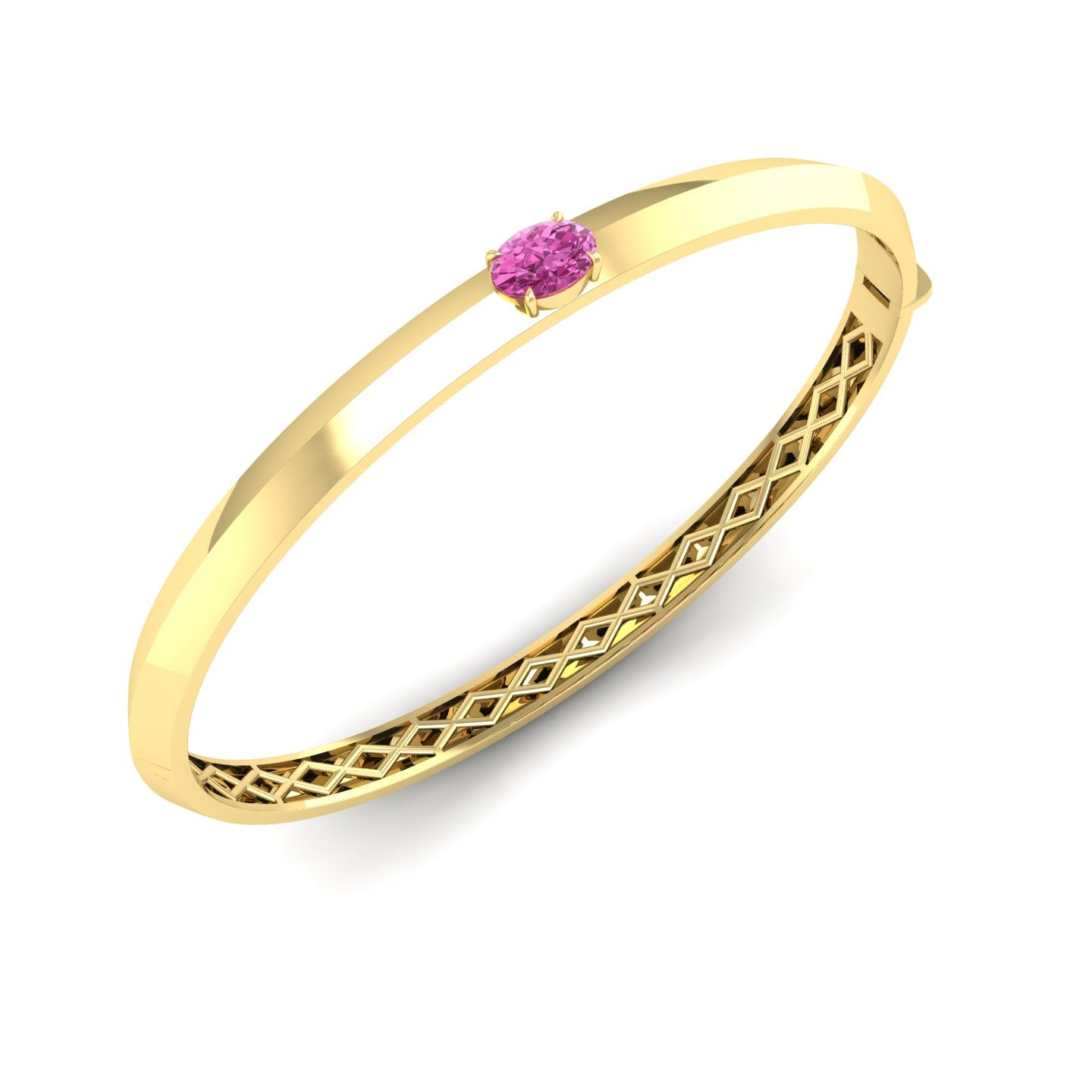 Pink Sapphire Solitaire Knife Edge Bangle