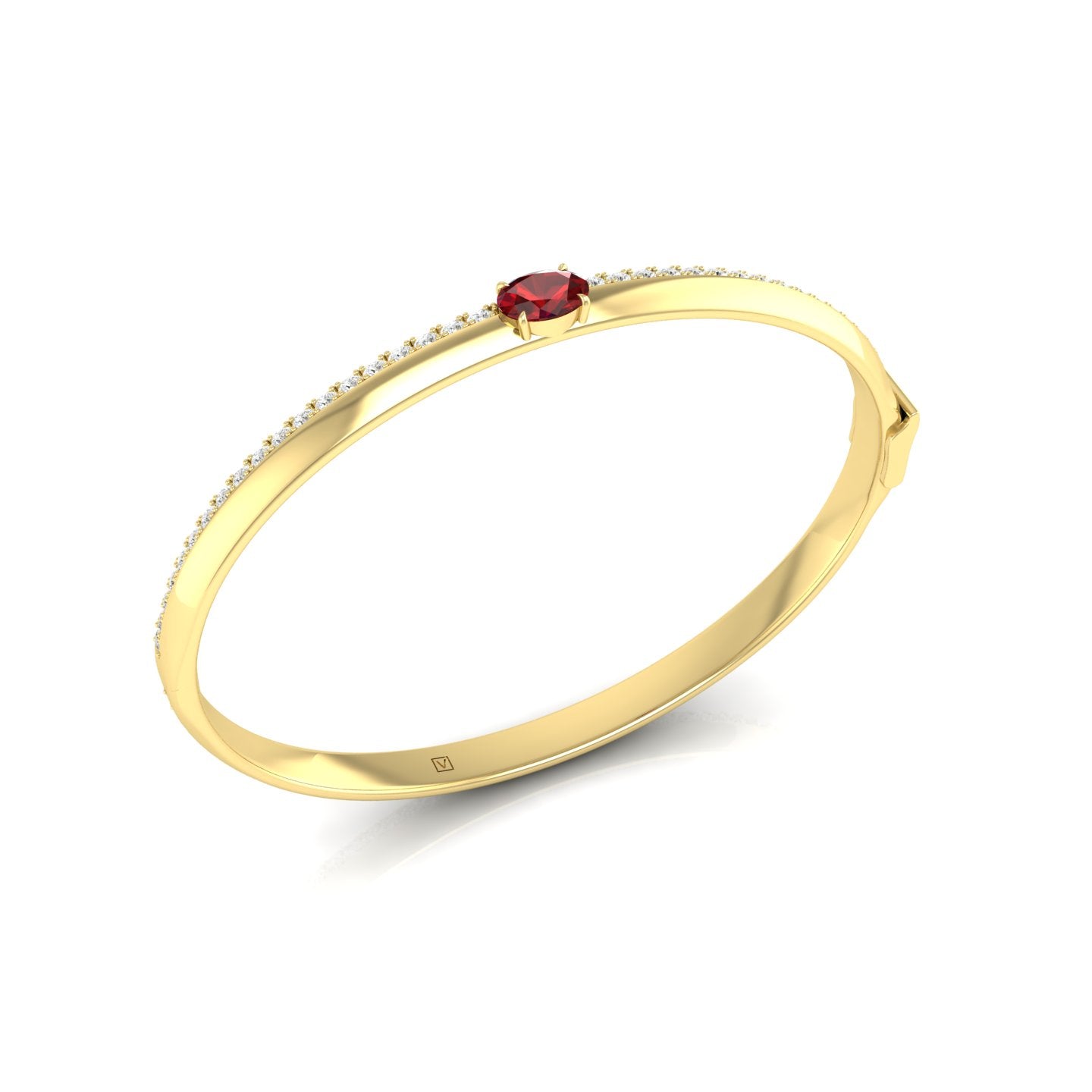 Ruby and Diamond Solitaire Knife Edge Bangle