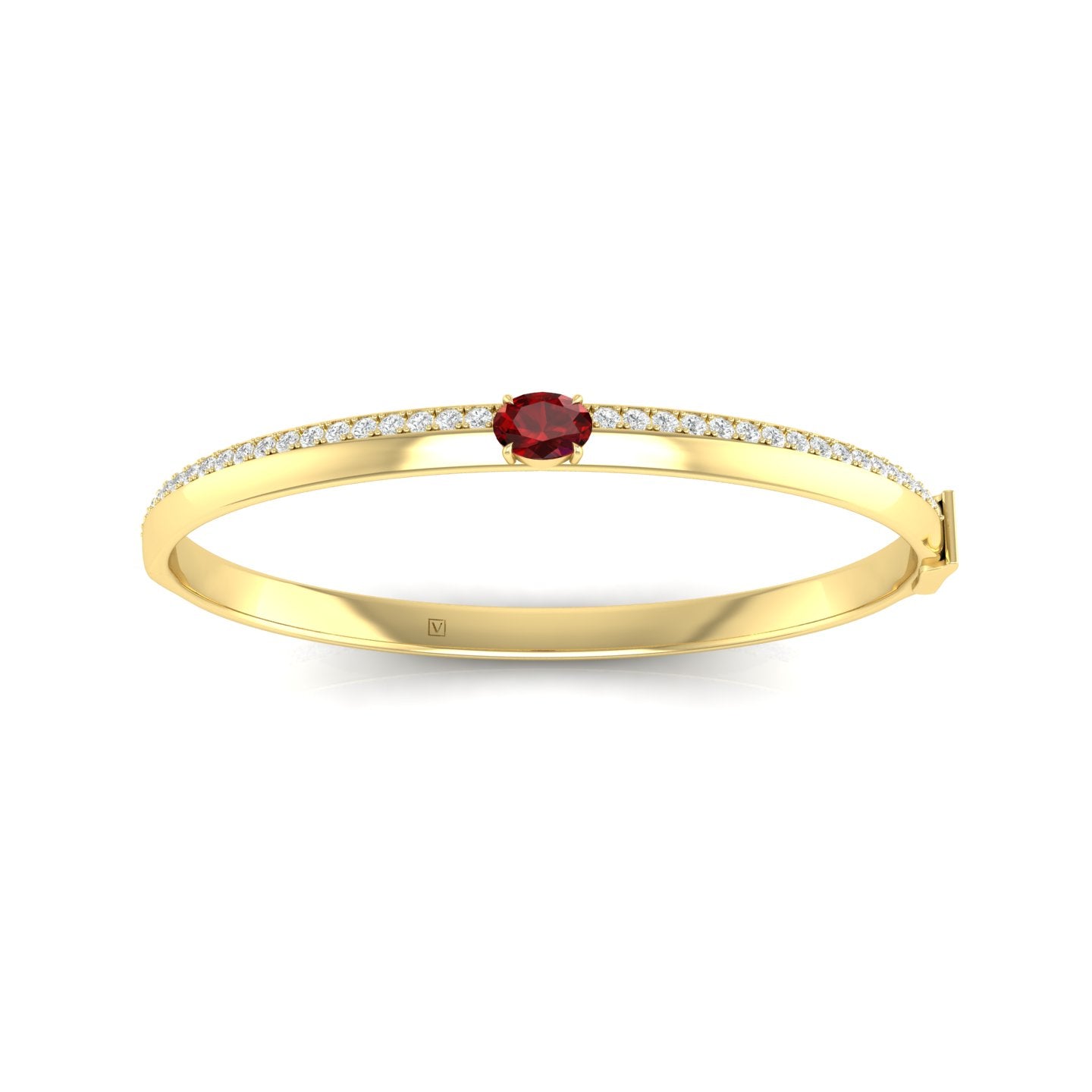 Ruby and Diamond Solitaire Knife Edge Bangle