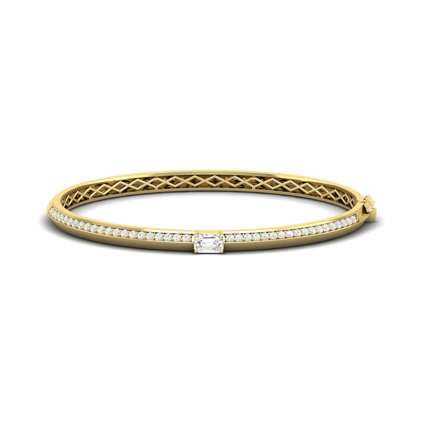 Diamond Solitaire Knife Edge Bangle