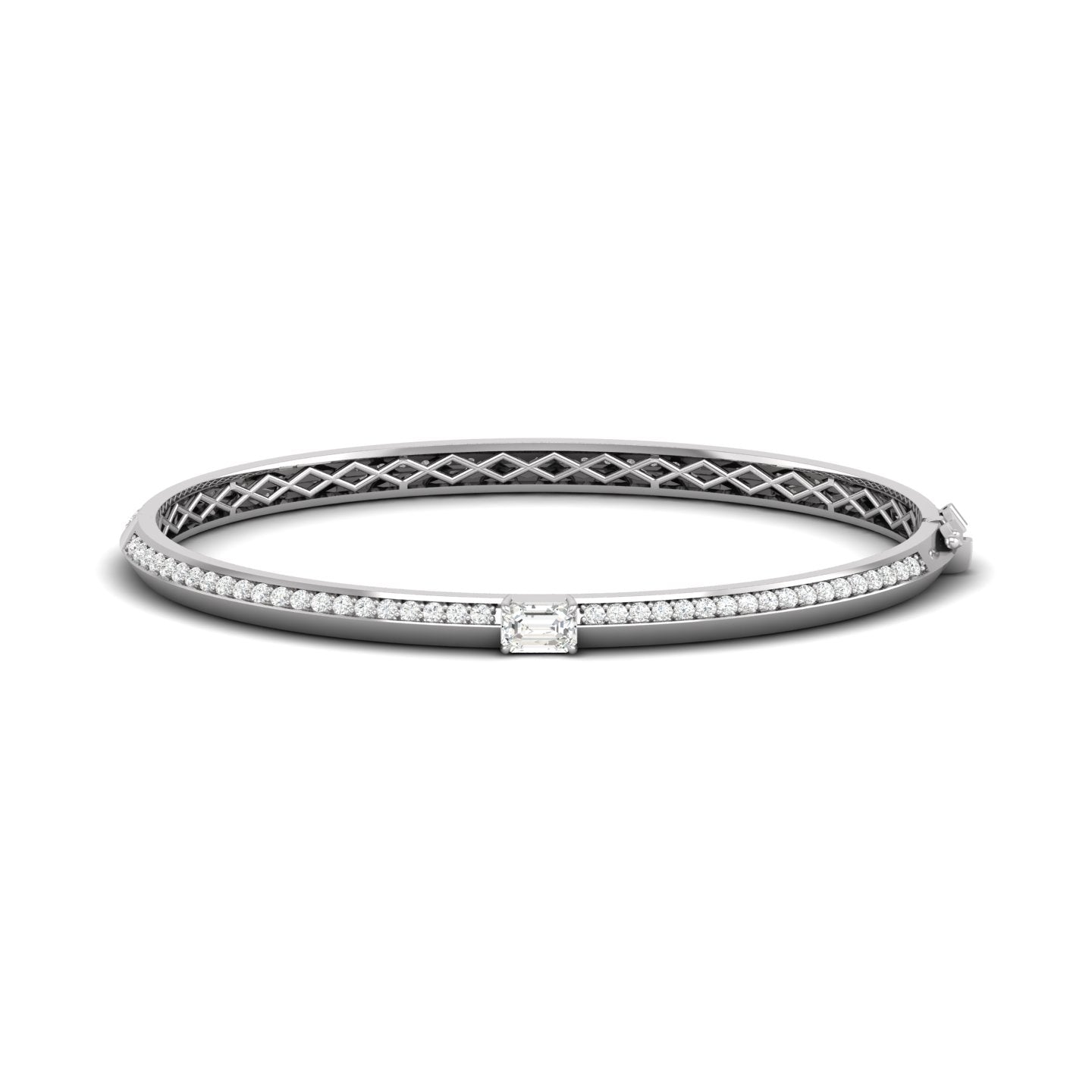 Diamond Solitaire Knife Edge Bangle