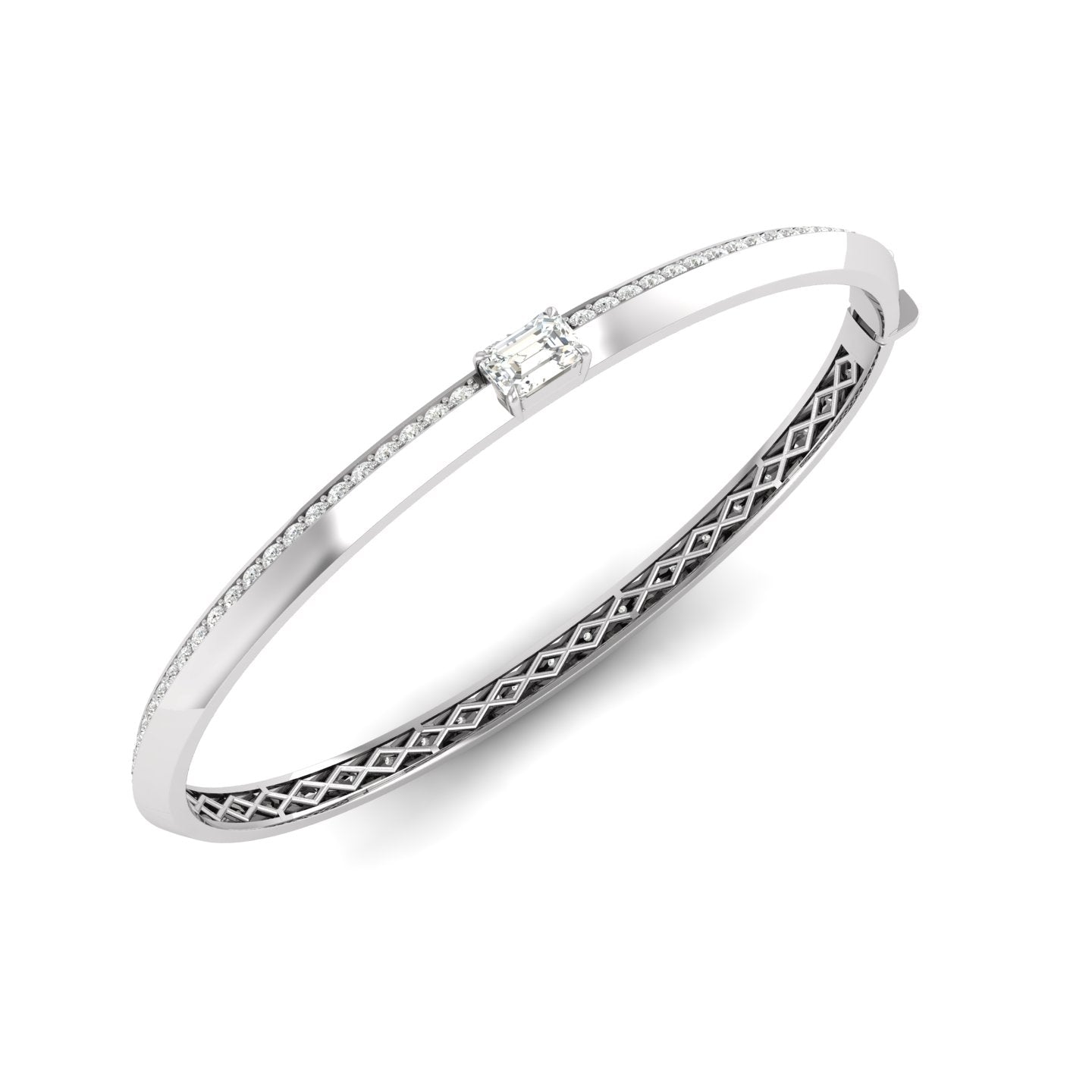 Diamond Solitaire Knife Edge Bangle