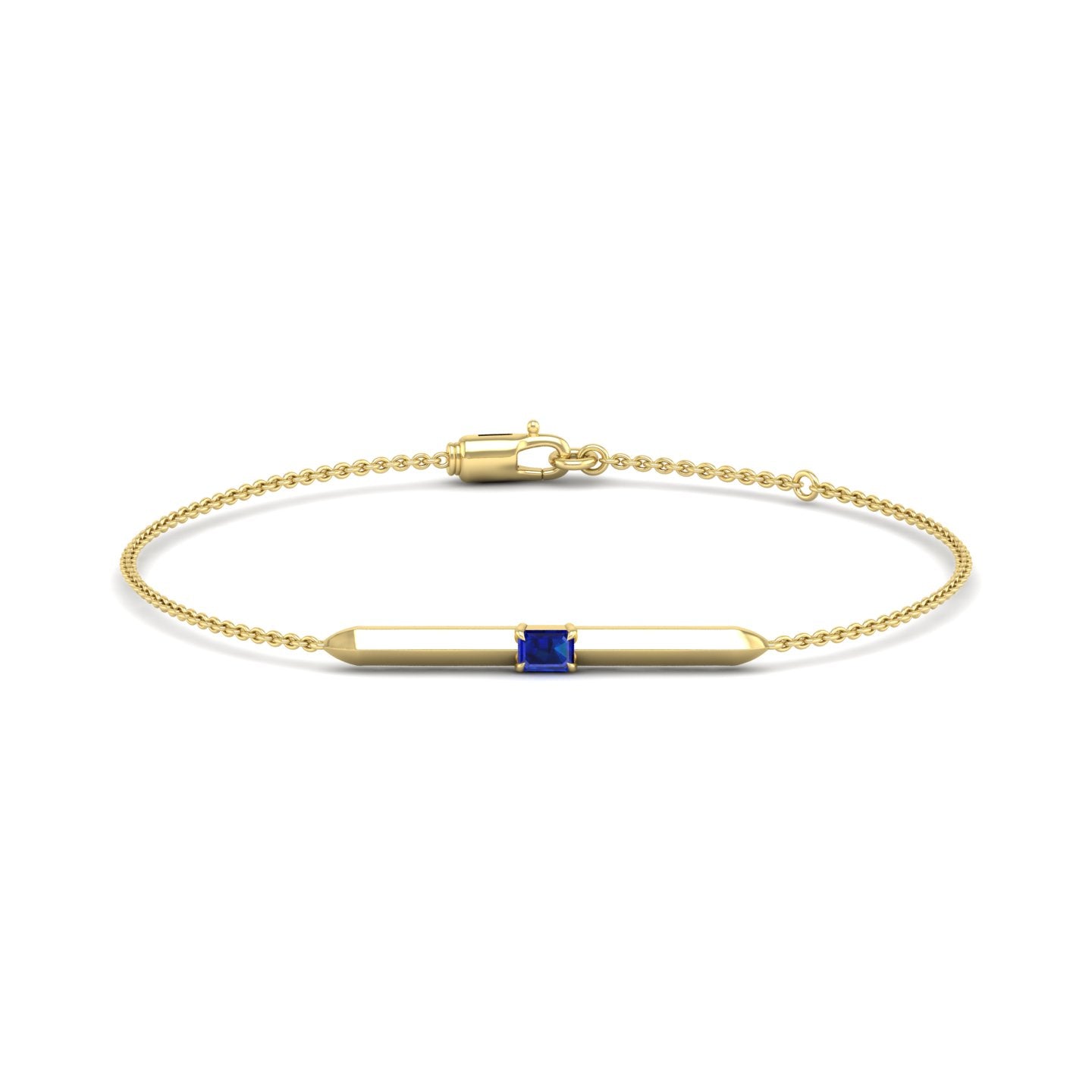 Blue Sapphire Bar Chain Bracelet