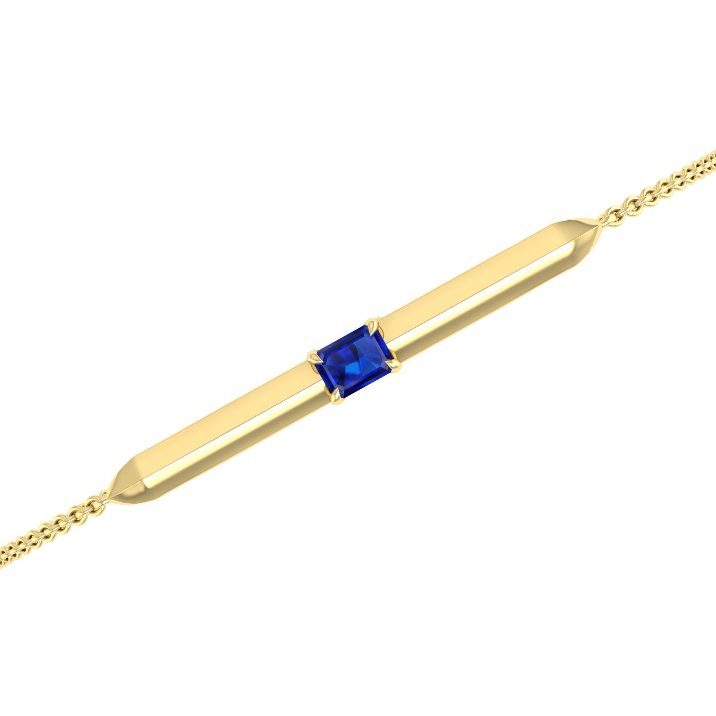 Blue Sapphire Bar Chain Bracelet