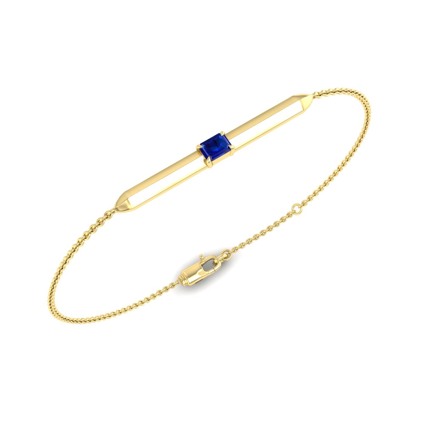 Blue Sapphire Bar Chain Bracelet