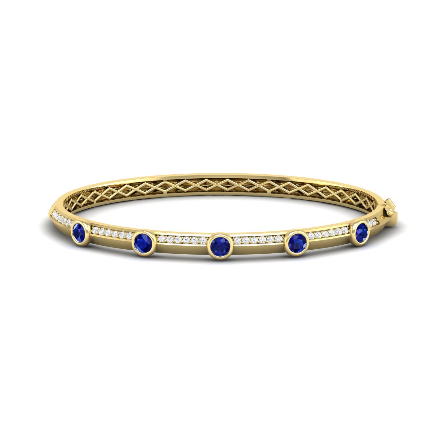 Blue Sapphire and Diamond Bezel Bangle