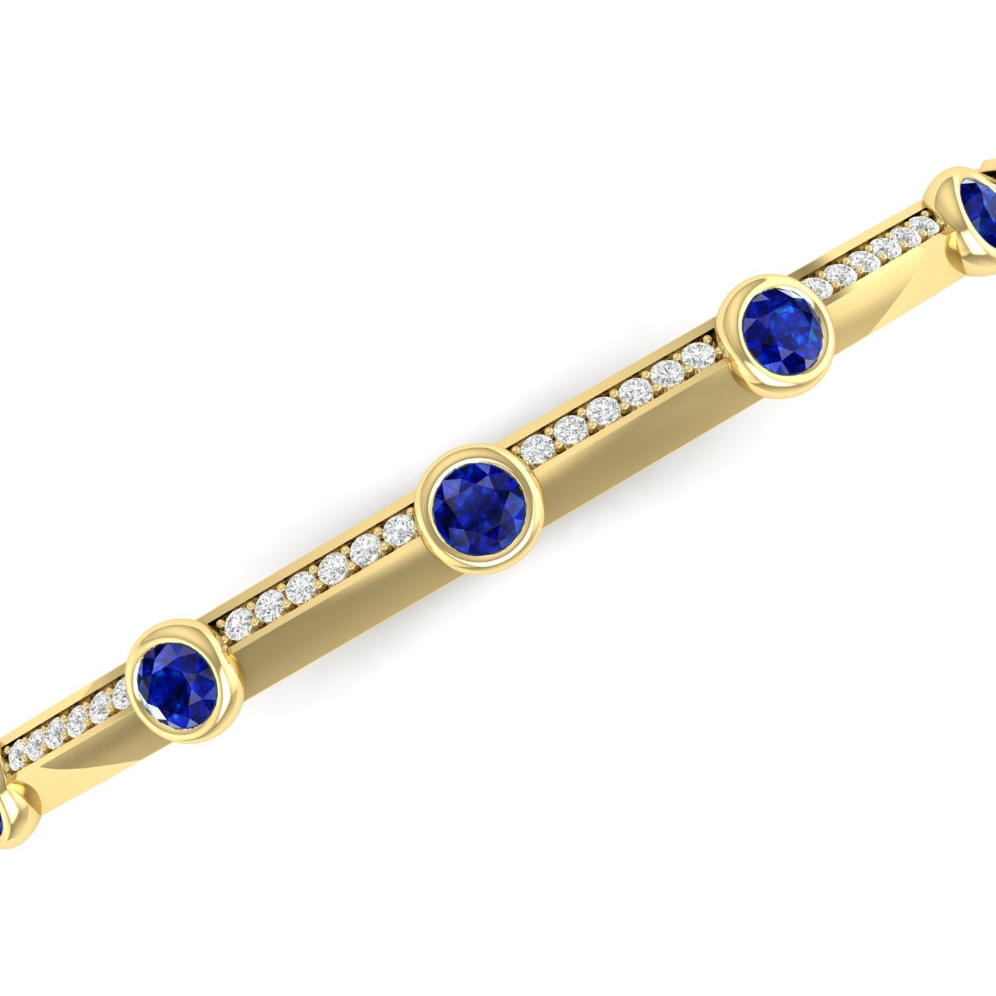 Blue Sapphire and Diamond Bezel Bangle