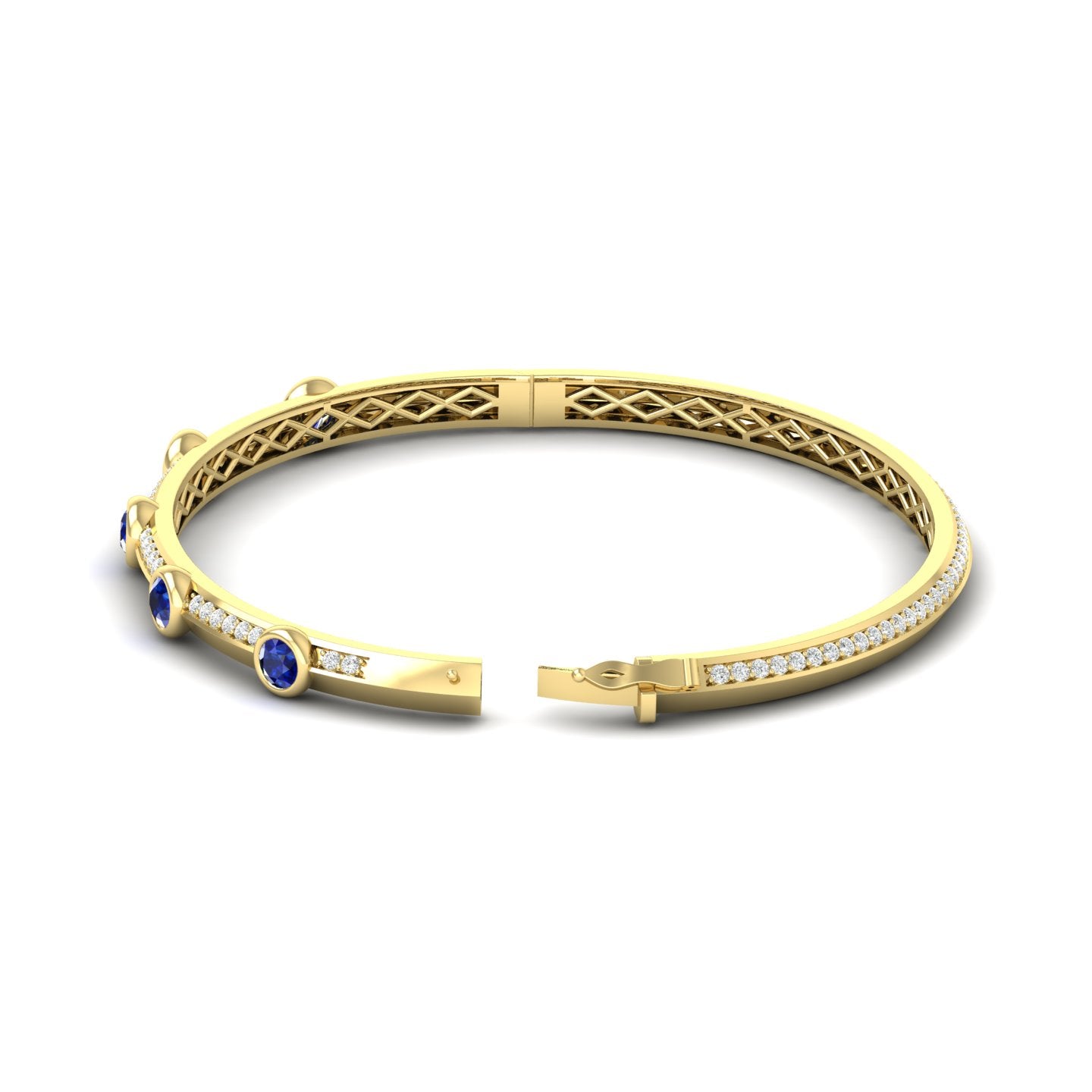 Blue Sapphire and Diamond Bezel Bangle