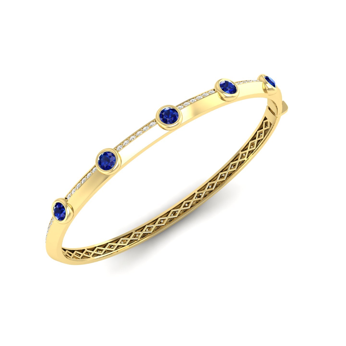 Blue Sapphire and Diamond Bezel Bangle