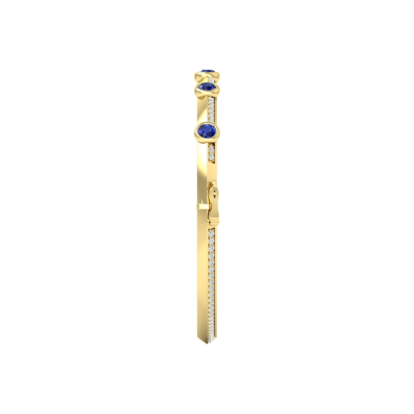 Blue Sapphire and Diamond Bezel Bangle