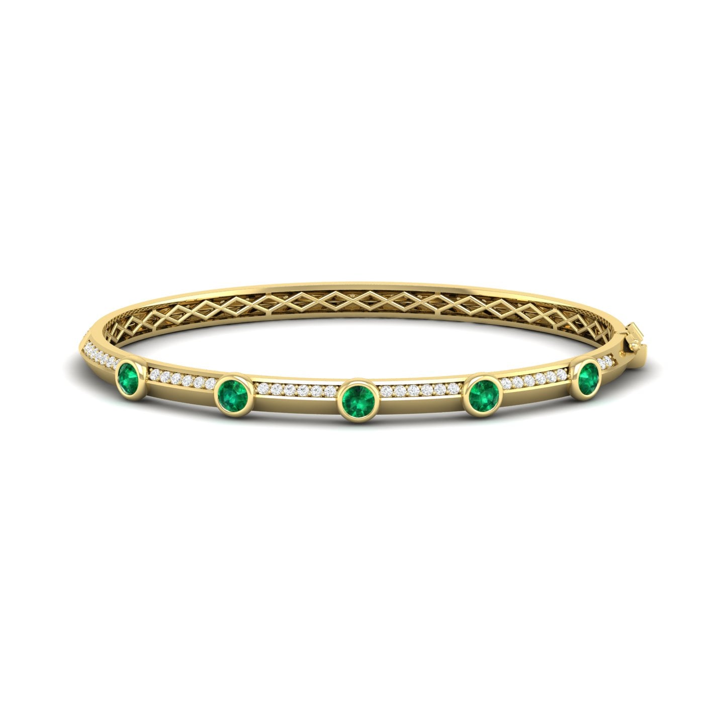 Emerald and Diamond Bezel Bangle