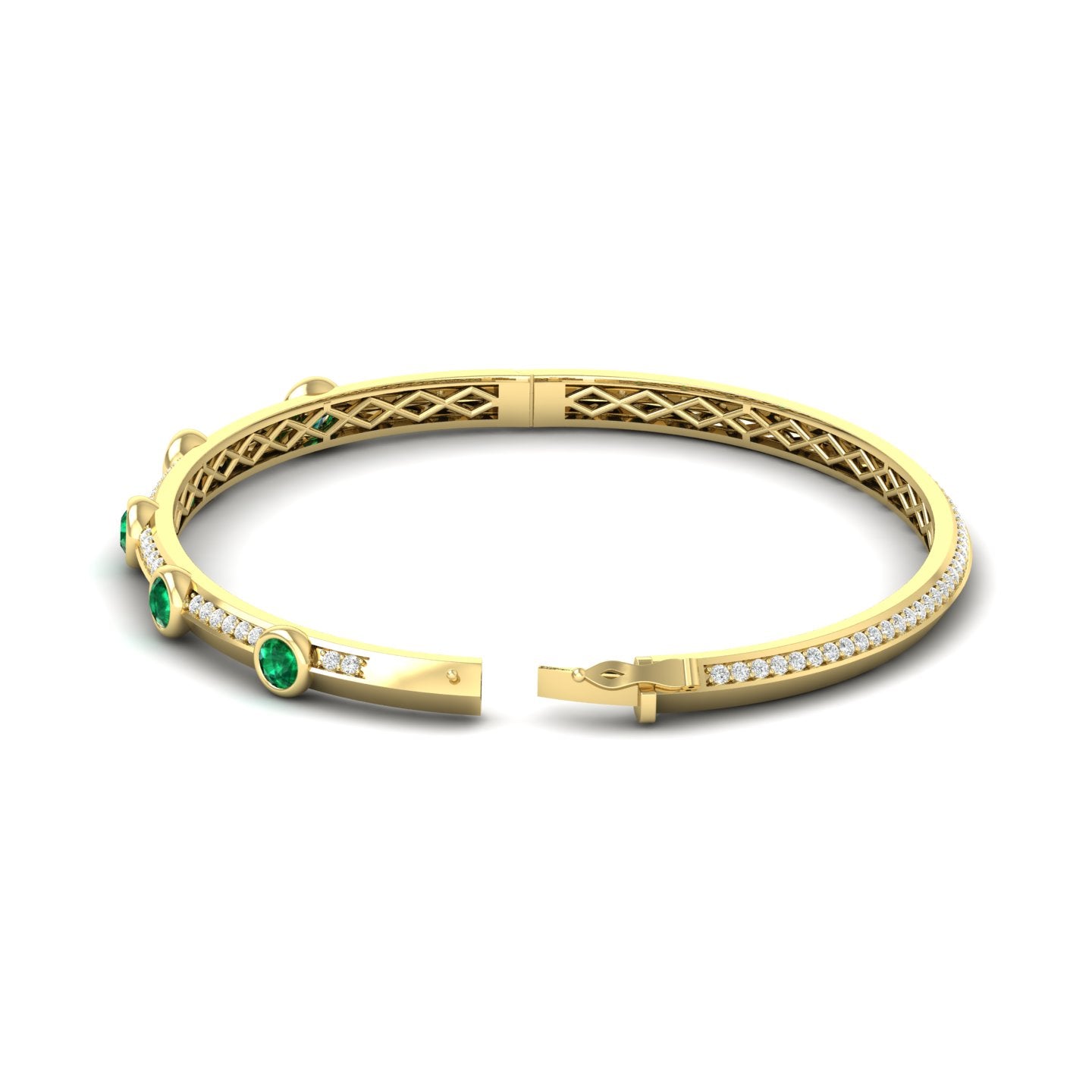 Emerald and Diamond Bezel Bangle