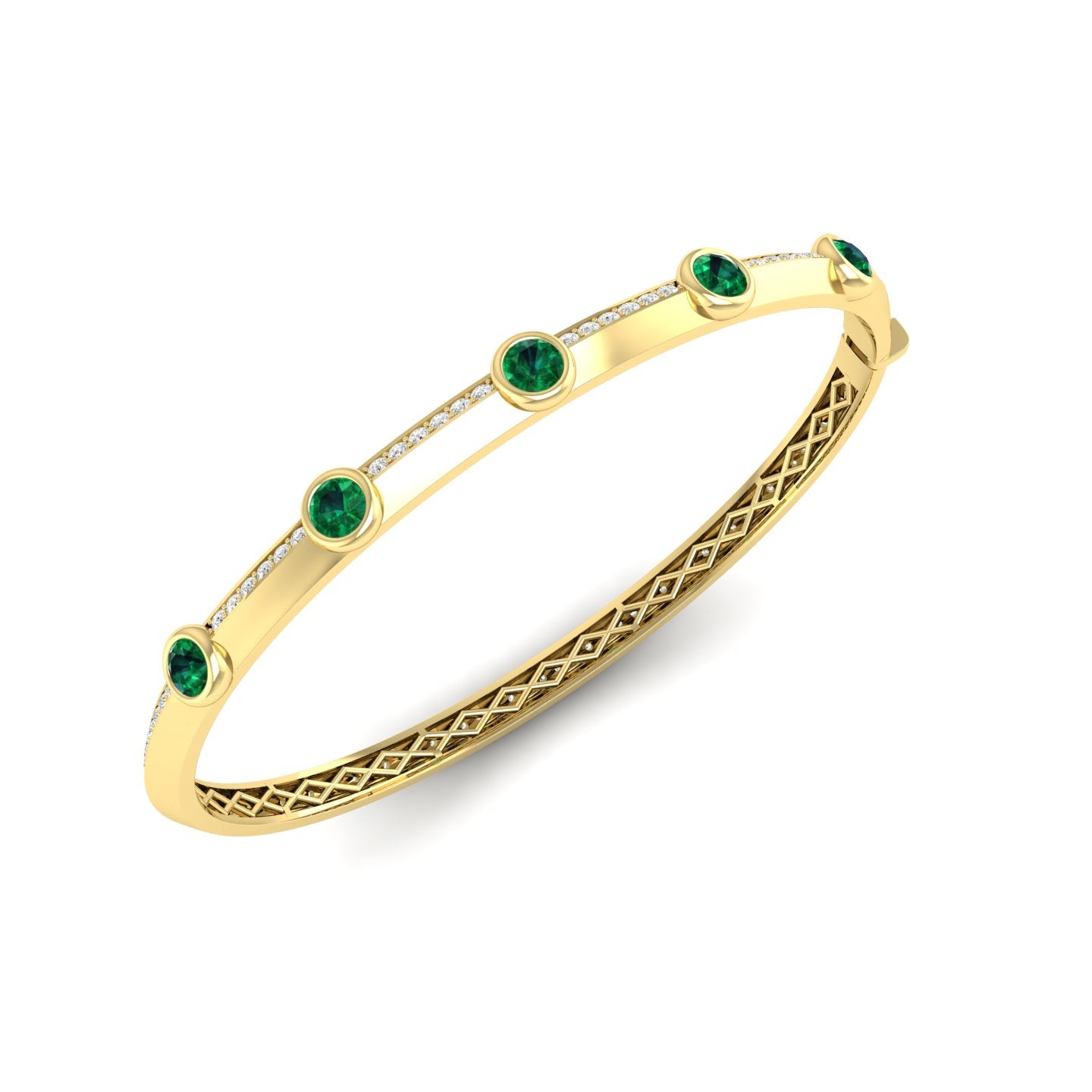 Emerald and Diamond Bezel Bangle