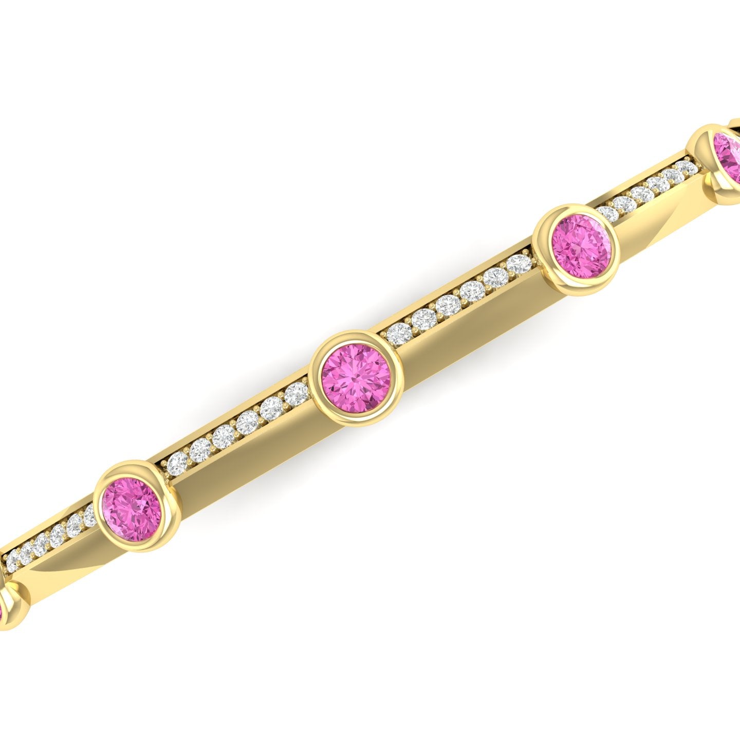 Pink Sapphire and Diamond Bezel Bangle