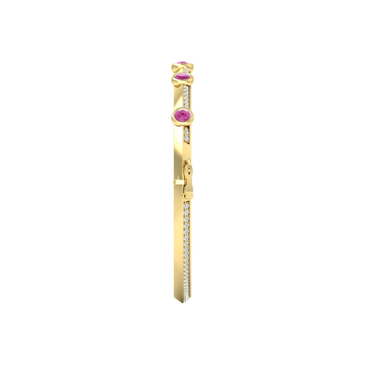 Pink Sapphire and Diamond Bezel Bangle