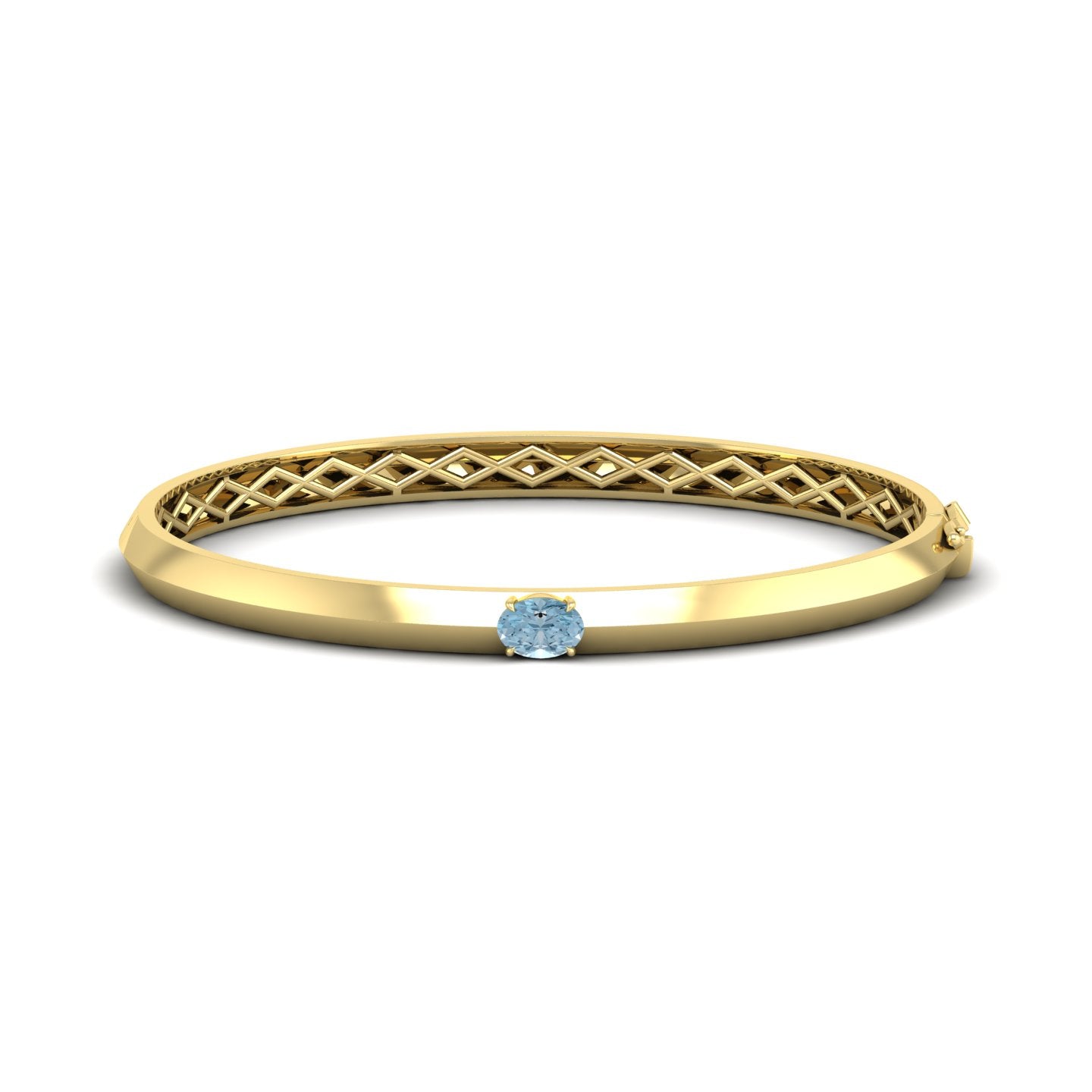 Aquamarine Solitaire Knife Edge Bangle