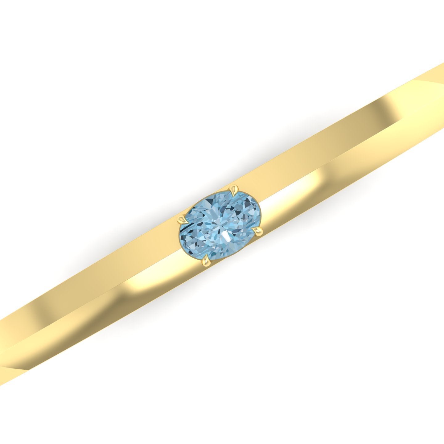 Aquamarine Solitaire Knife Edge Bangle