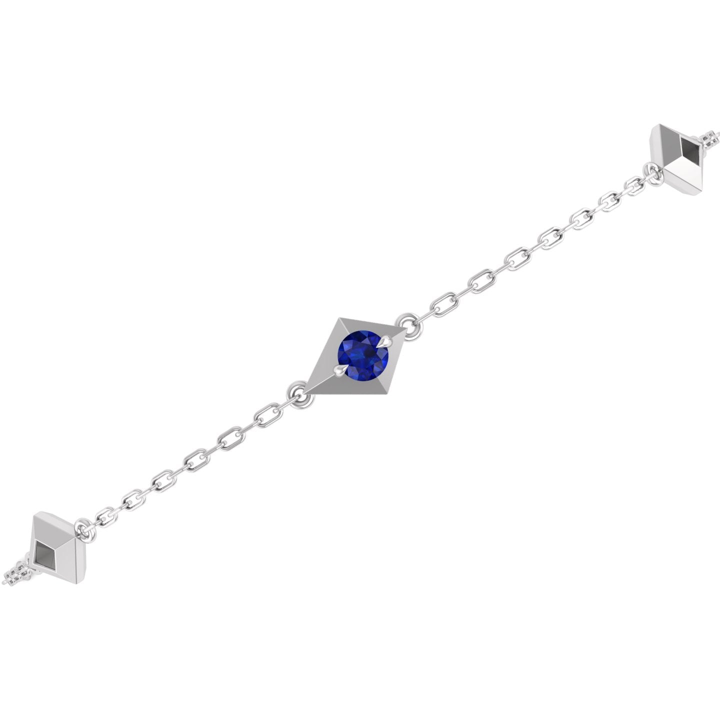 Blue Sapphire Station Chain Bracelet