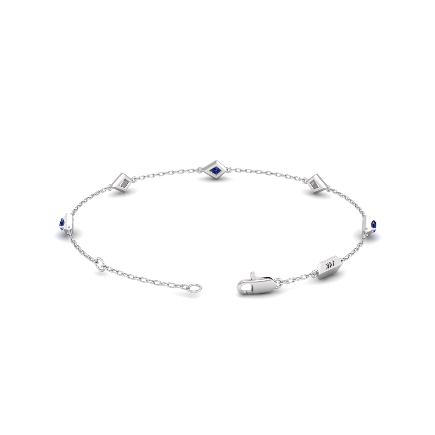 Blue Sapphire Station Chain Bracelet