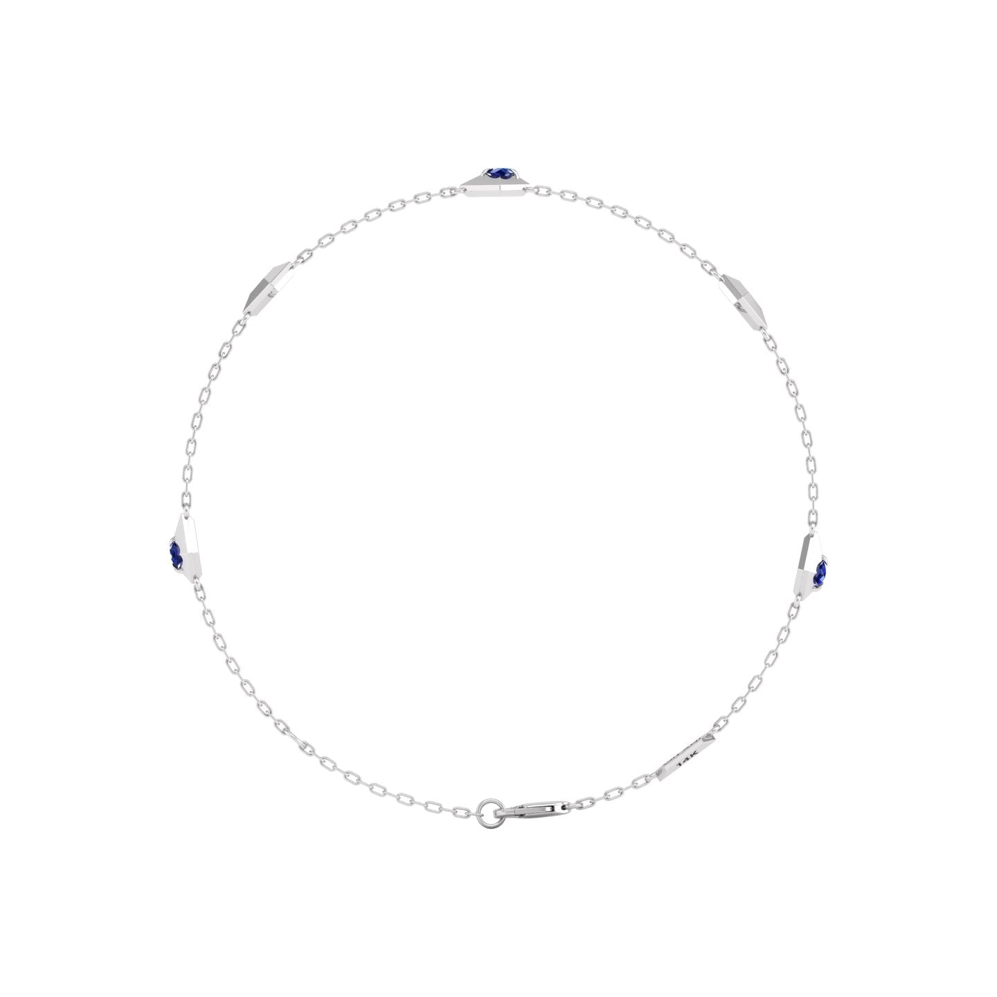 Blue Sapphire Station Chain Bracelet