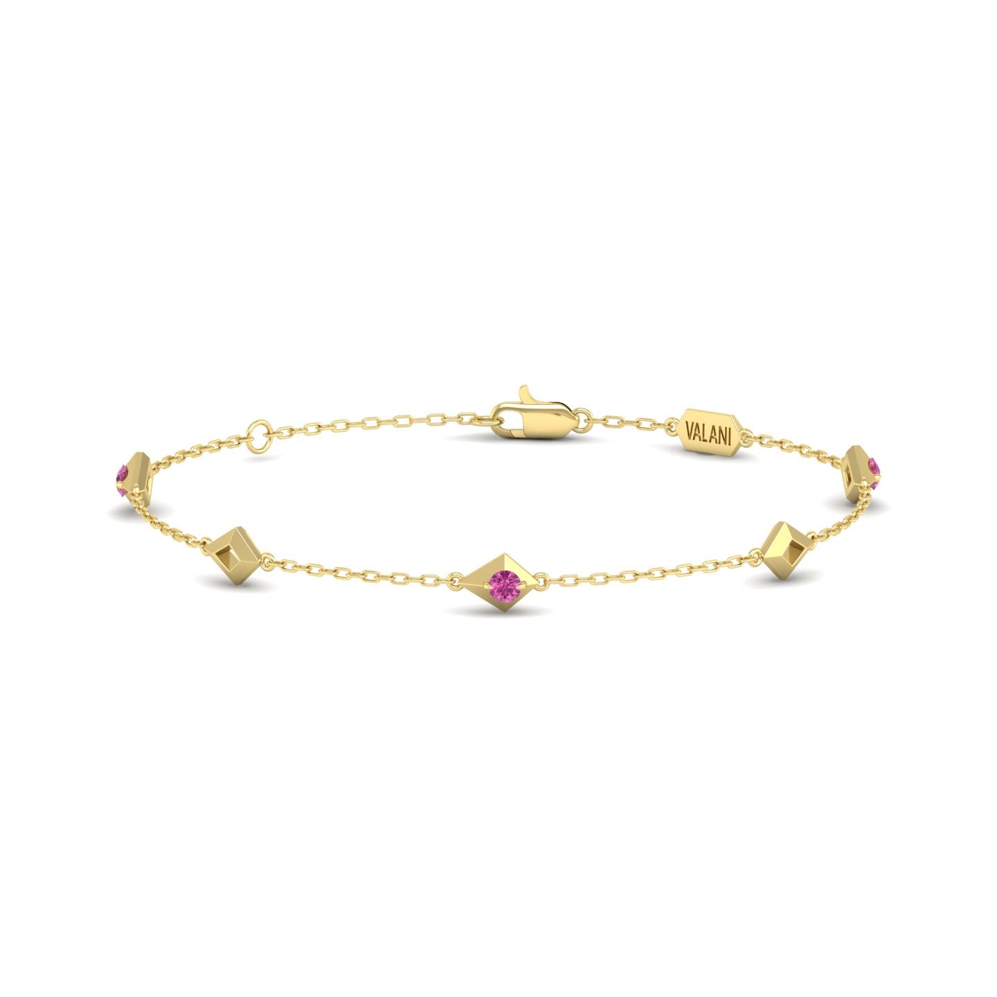 Pink Sapphire Station Chain Bracelet