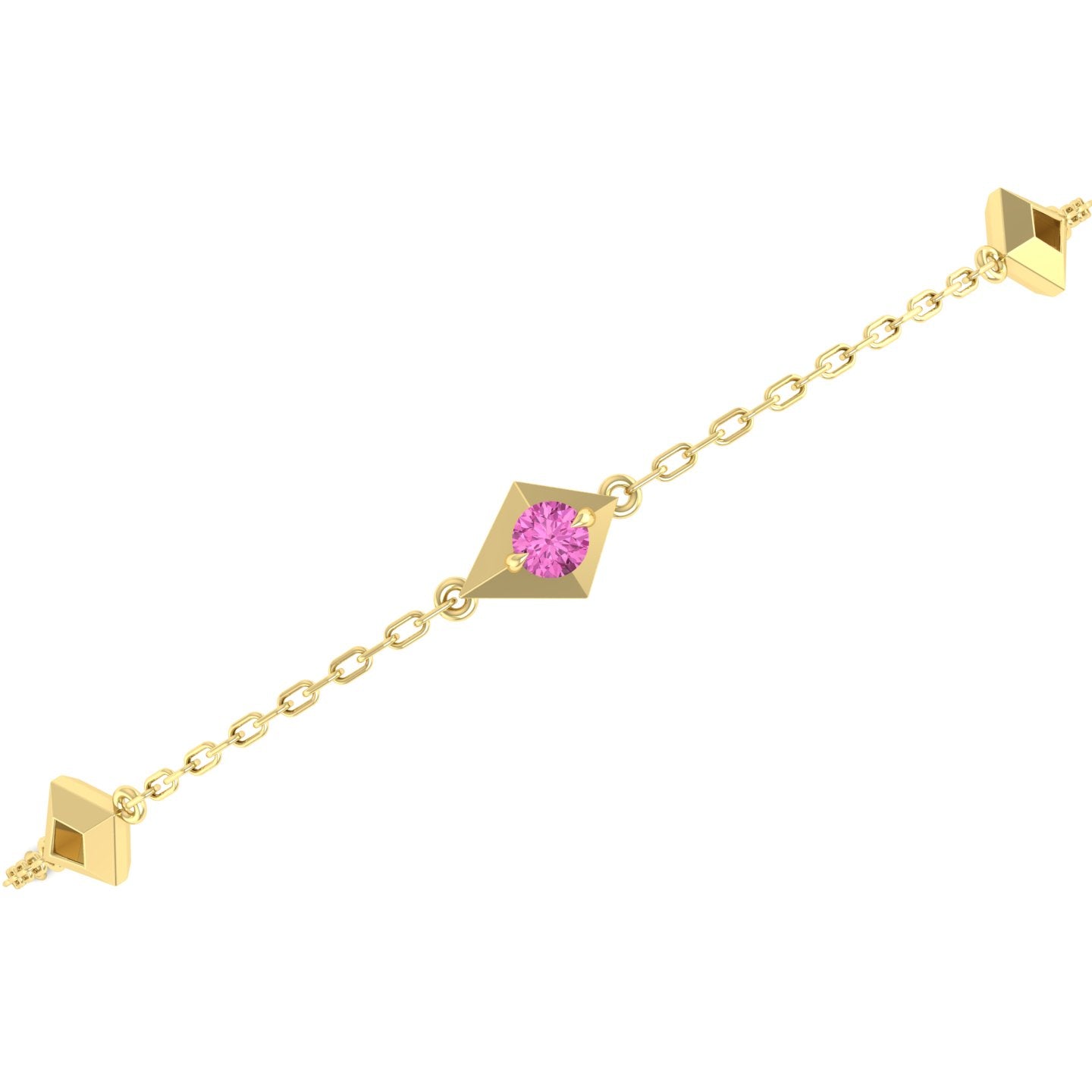 Pink Sapphire Station Chain Bracelet