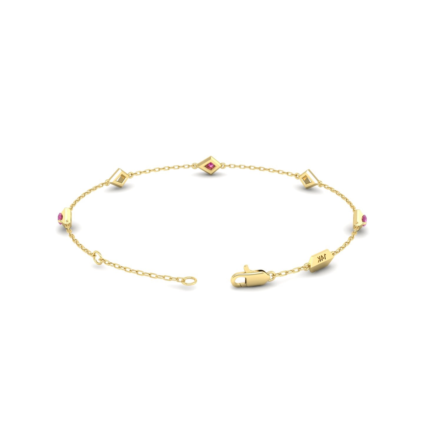 Pink Sapphire Station Chain Bracelet