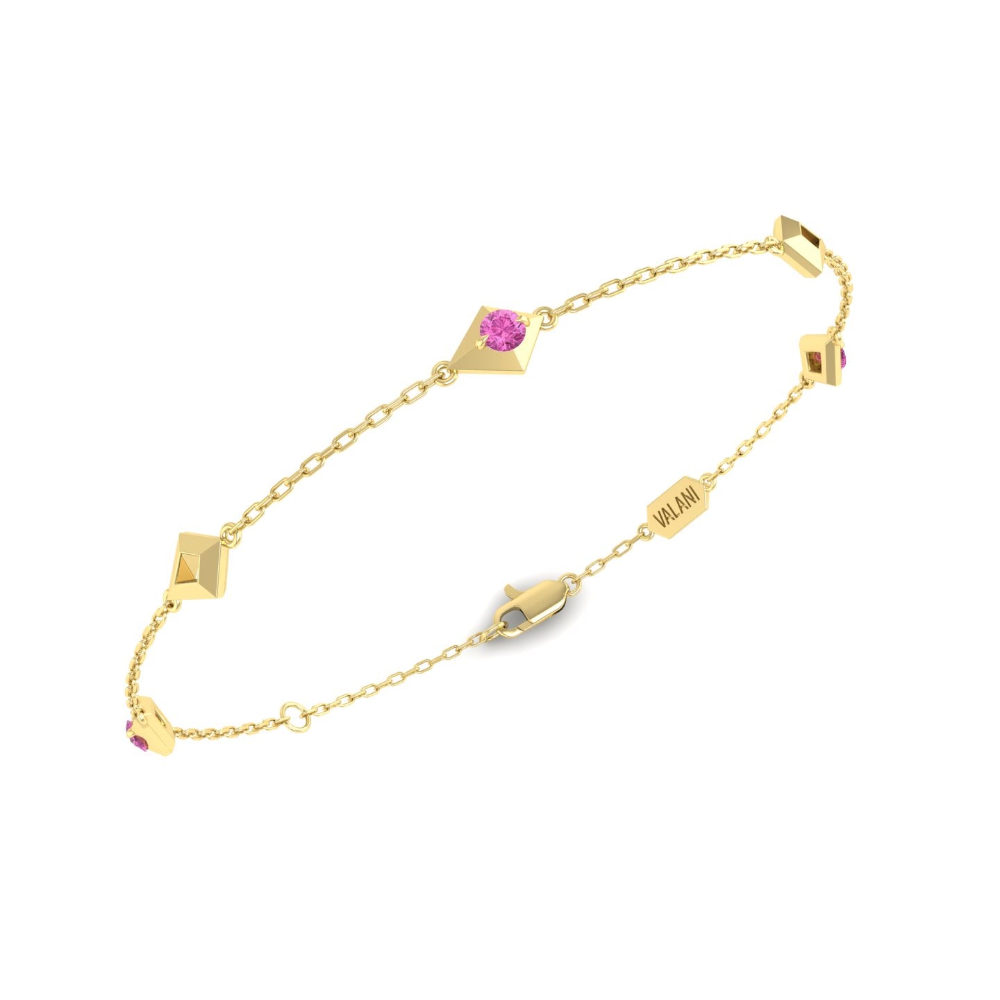 Pink Sapphire Station Chain Bracelet