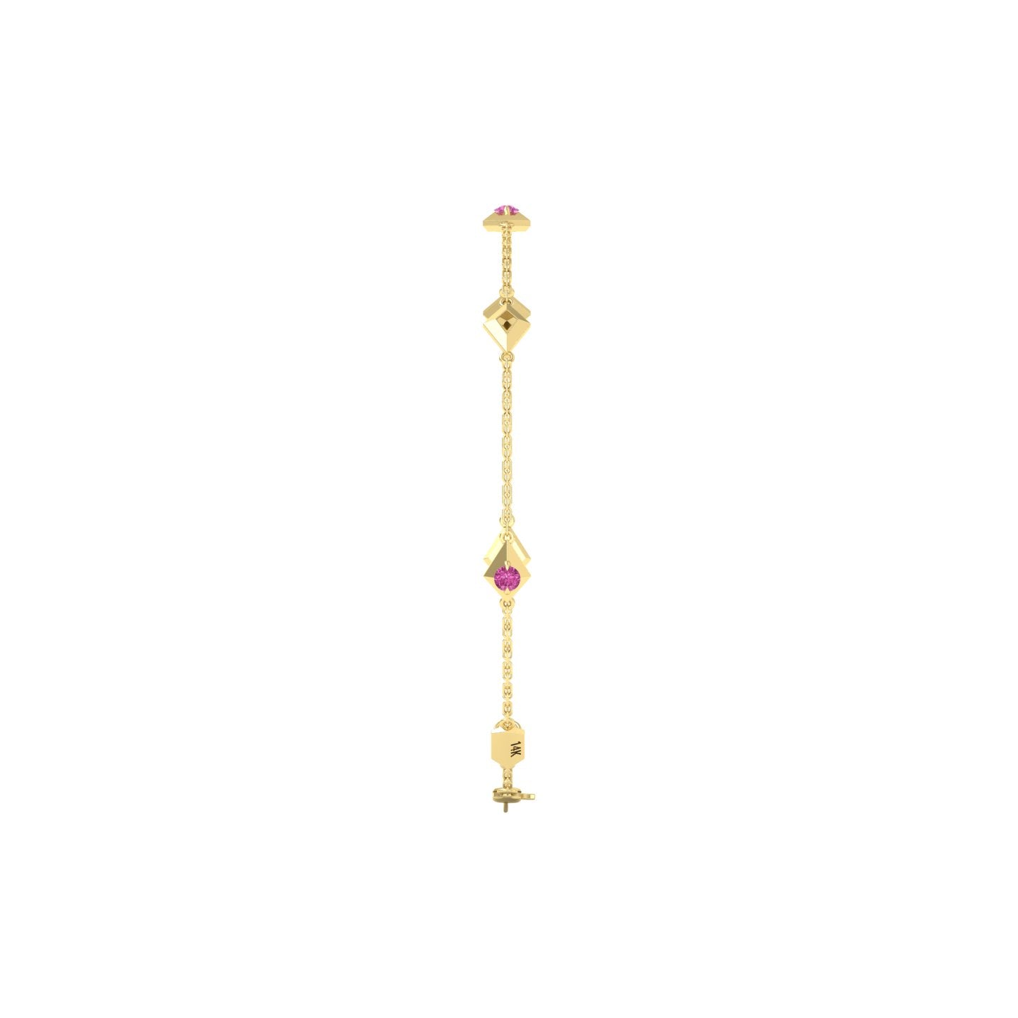 Pink Sapphire Station Chain Bracelet