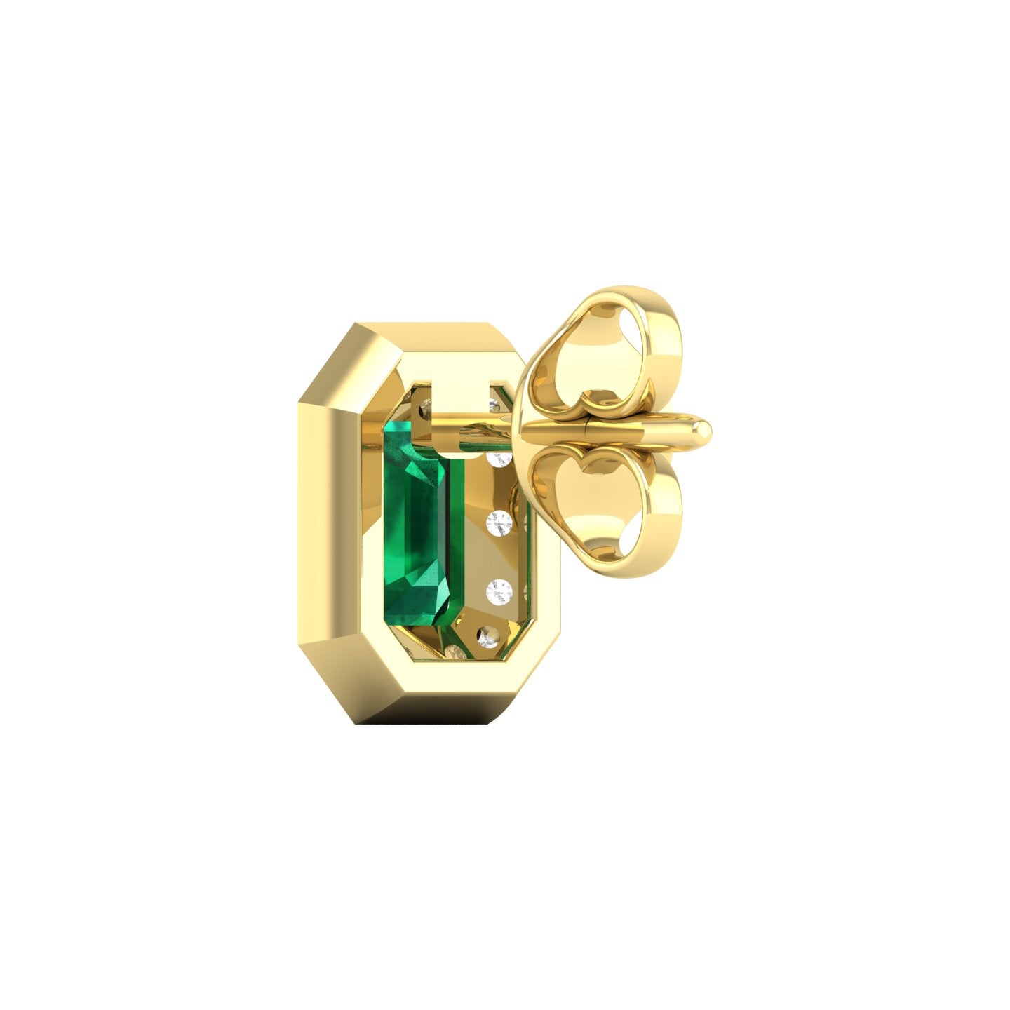 Emerald and Diamond Halo Stud Earrings