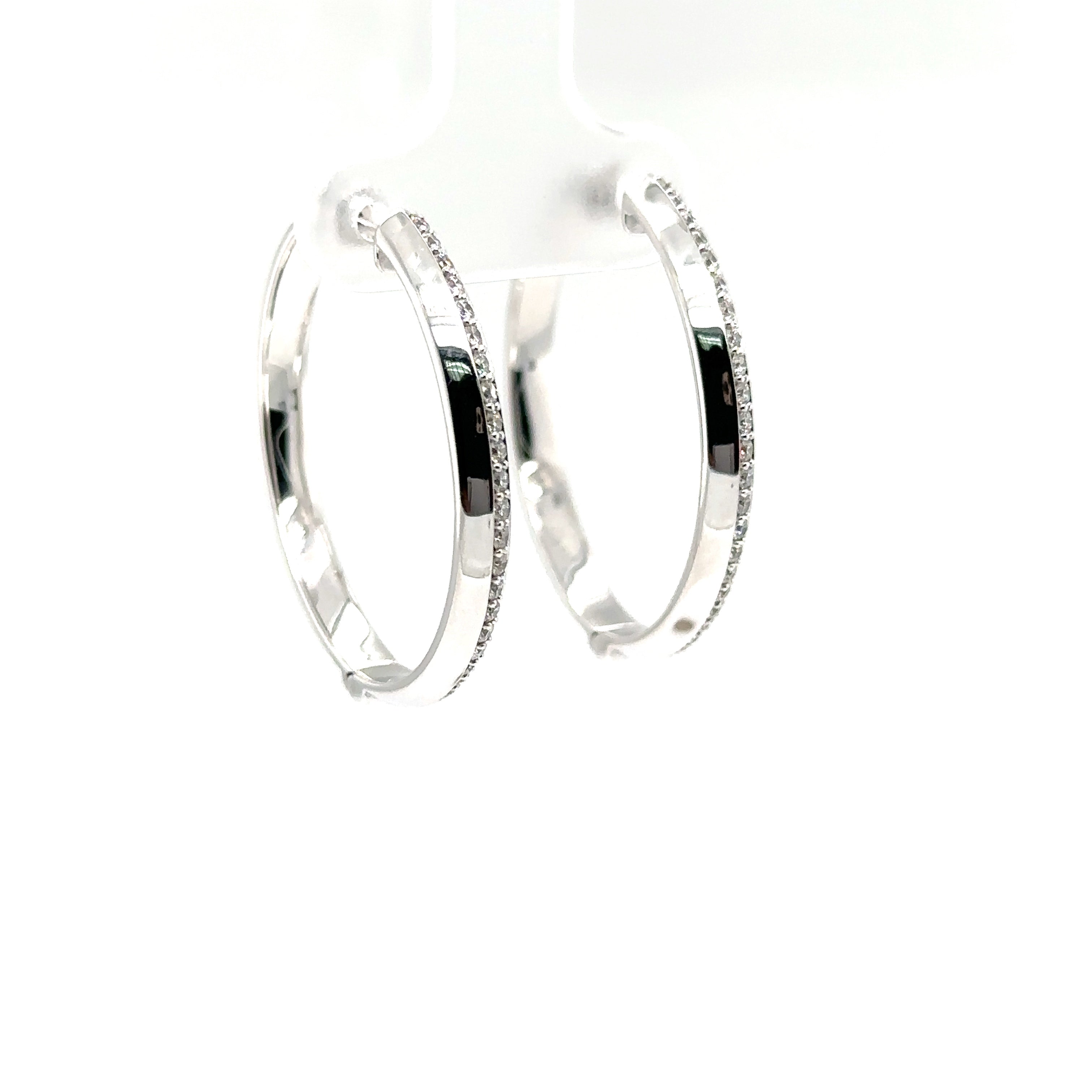 Diamond Knife Edge Hoop Earrings