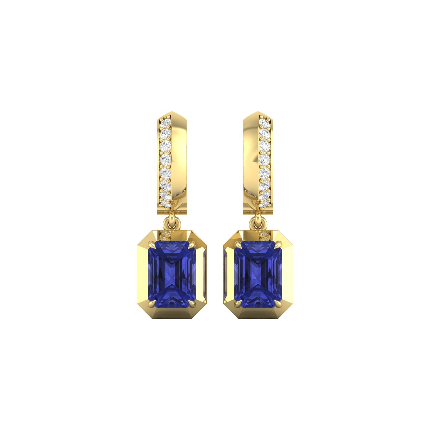 Tanzanite and Diamond Bezel Drop Earrings