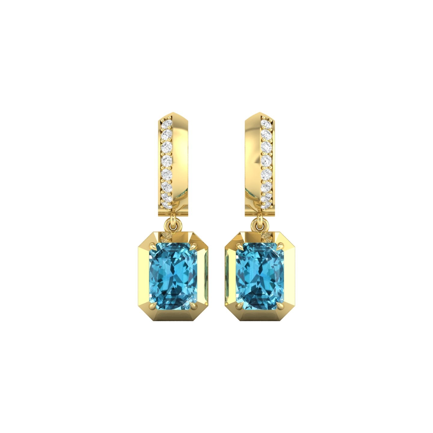 London Blue Topaz and Diamond Bezel Drop Earrings