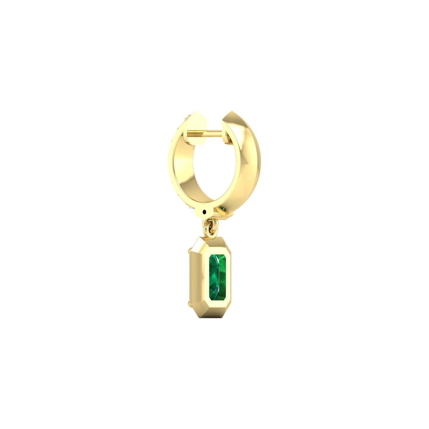 Emerald and Diamond Bezel Drop Earrings